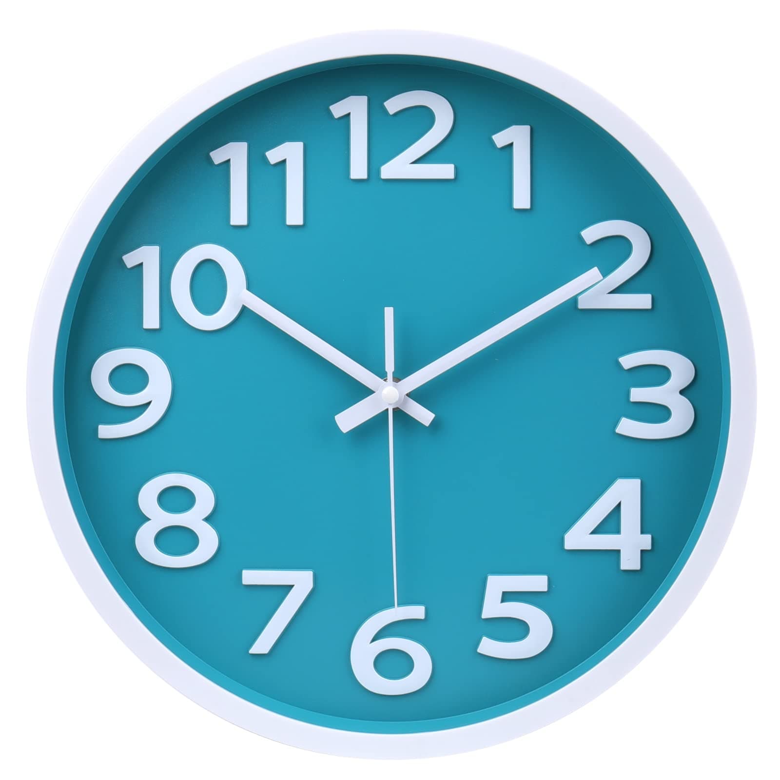 Wall Clock Silent Non Ticking Quality Quartz Modern Clock for Kitchen Bedroom Office Home Decor,30cm Aqua