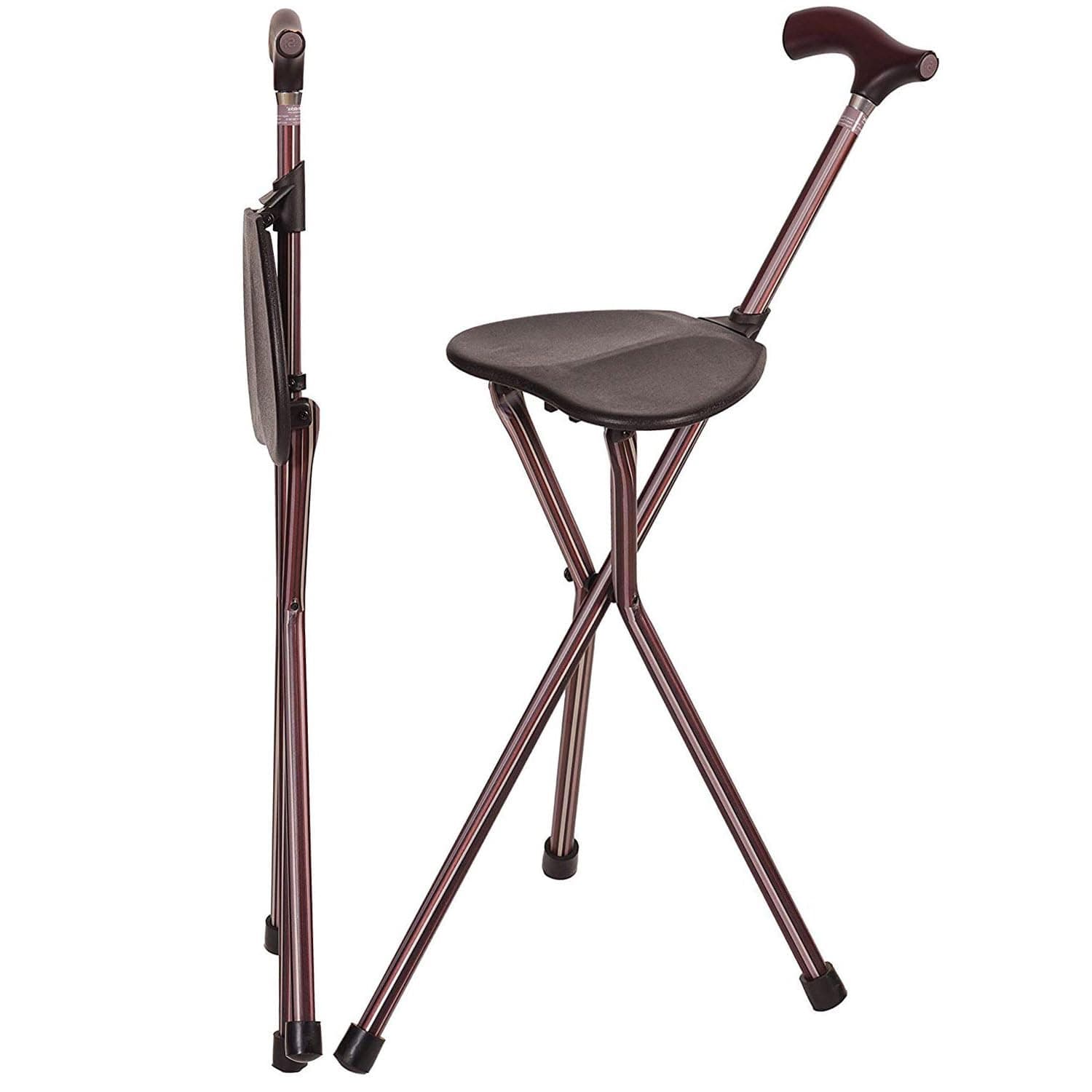 Switch Sticks 2-in-1 Folding Walking Stick Seat, Brown