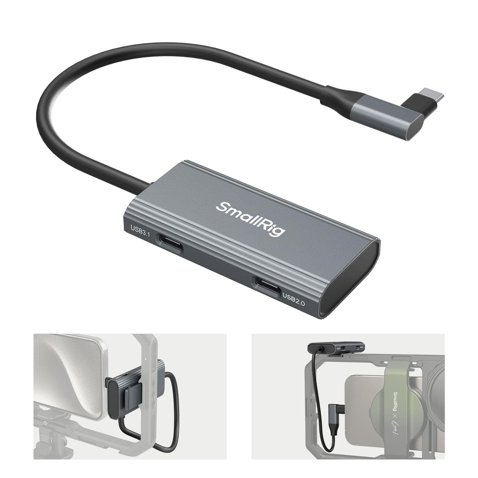 SmallRig 4-in-1 USB-C Hub with a Cold Shoe Mount, Type- C Multiport Hub with PD 100W / USB-C 3.1/2.0 with Audio Adapter x 2, for Mobile Shooting of ProRes Videos at 4K 60fps - 4598