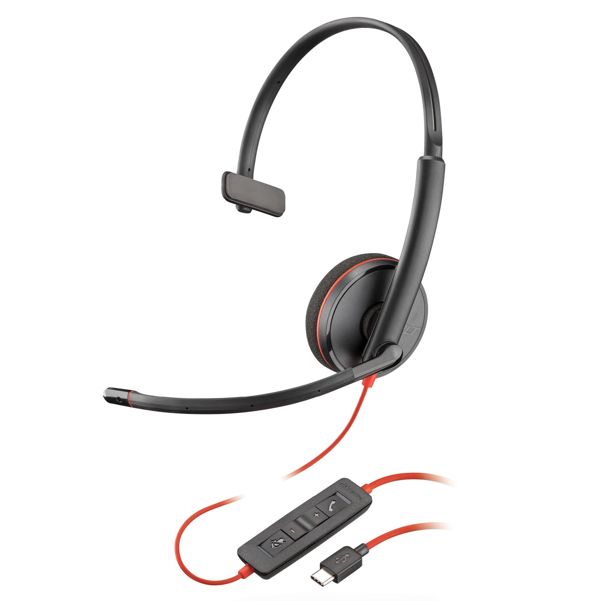 – Blackwire 3210 Wired Headset - Noise-Canceling Mic - Single-Ear Design - Connect to PC/Mac via USB-C or USB-A - Works w/Teams, Zoom