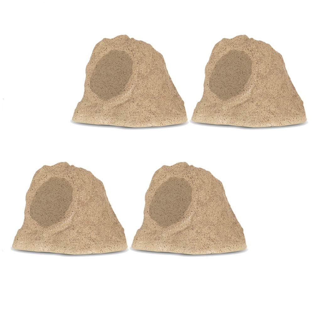 Theater Solutions B62S Fully Wireless 400 Watt Rechargeable Battery 6.5" Bluetooth Rock 4 Speaker Set Sandstone Link Up to 99 Speakers Wirelessly