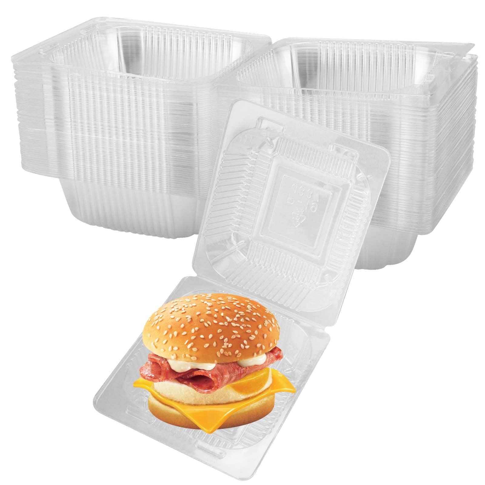 – JEUIHAU 100 PCS 5.3 Inch Clear Cake Slice Boxes, Individual Cake Slice Containers with Lid, Square Slice Boxes for Sandwich, Hamburger and Salad