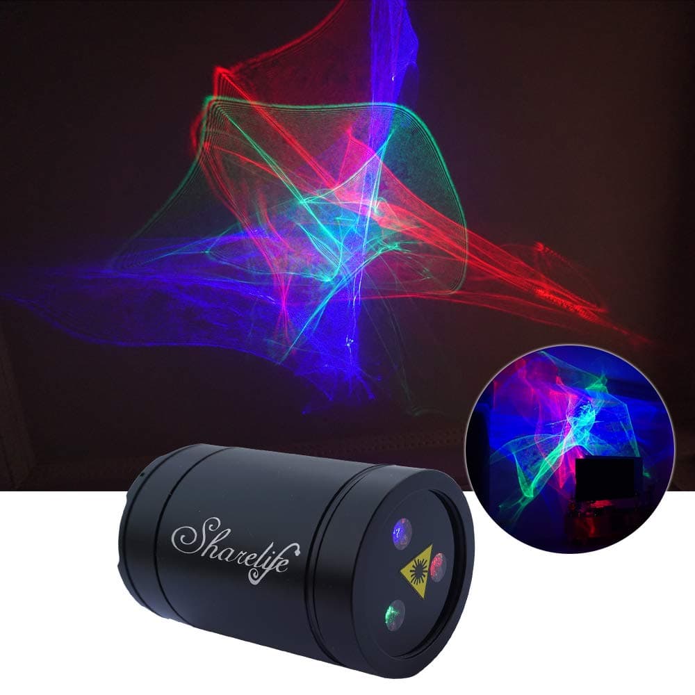 Mini DJ Rechargeable Laser Lights, RGB Aurora Effect Projector USB for Home Disco Party Show Outdoor Stage DJ Dance Car Garden Holiday Portable Lights DP4-A-Black