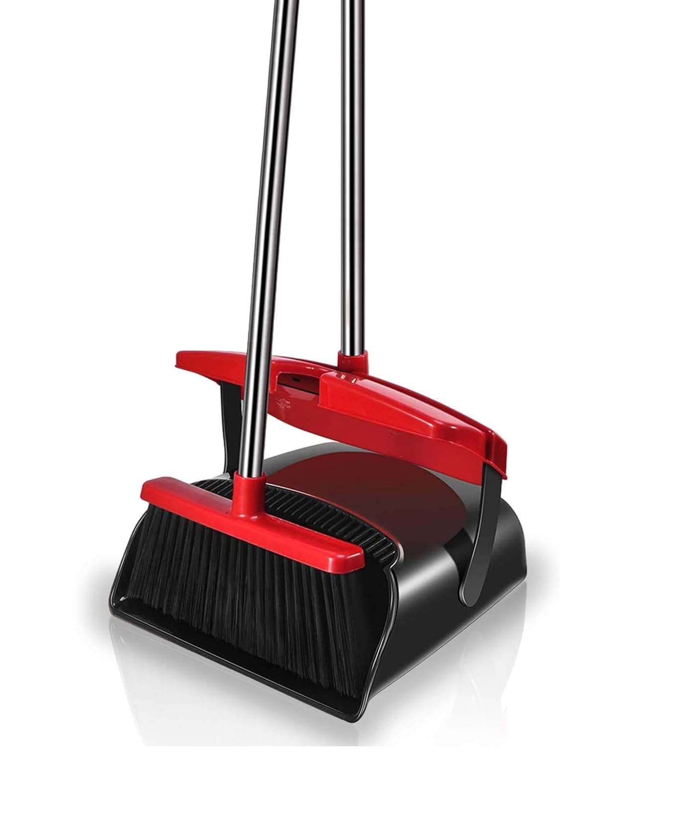 BH | Broom and Dustpan Set | Long Handle | Comb Teeth | Upright Sweeping Brush Set for Outdoor Indoor Kitchen Lobby Office Sweeping Pet Dog Hair - By BEST HOUSE