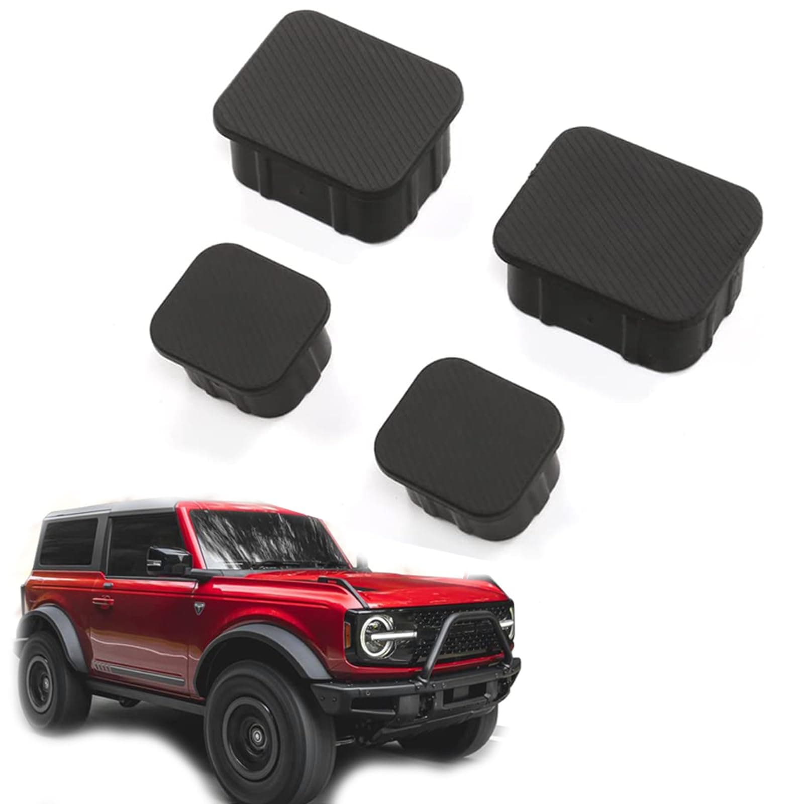 TERRIFI Crash Bar End Caps Front Axle Plug, 4Pcs Black Rubber Stopper Cover Protection for Ford Bronco Accessories 2021-2024, Bumper Plug Mudproof Dust Caps Compatible with Ford Bronco