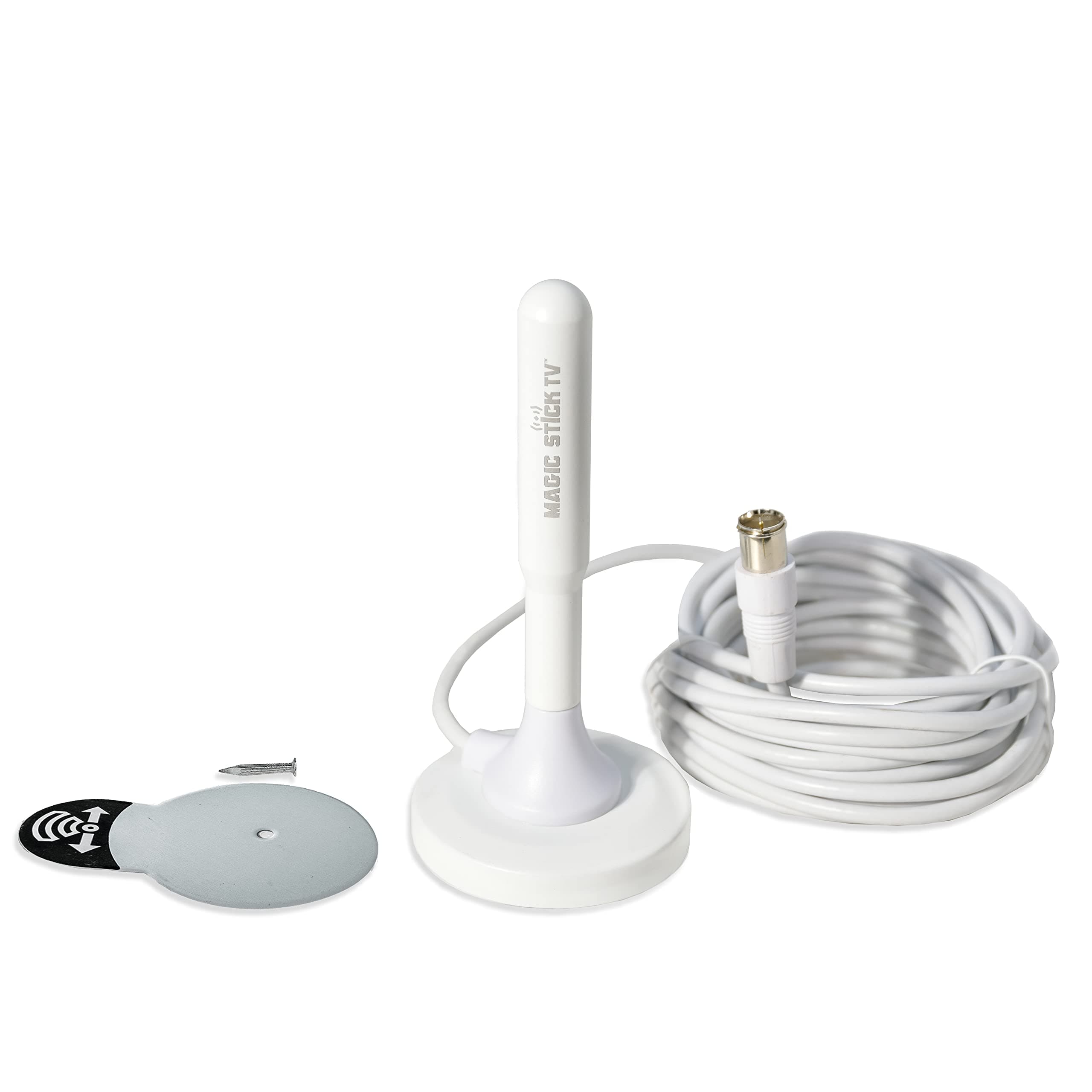 Magic Stick TV - MS-45MAX Multi-Directional TV Antenna - as seen on Television - 4k 1080p HDTV Antennas (High Definition) - Omnidirectional Indoor or Outdoor Antenna - Long Range - White