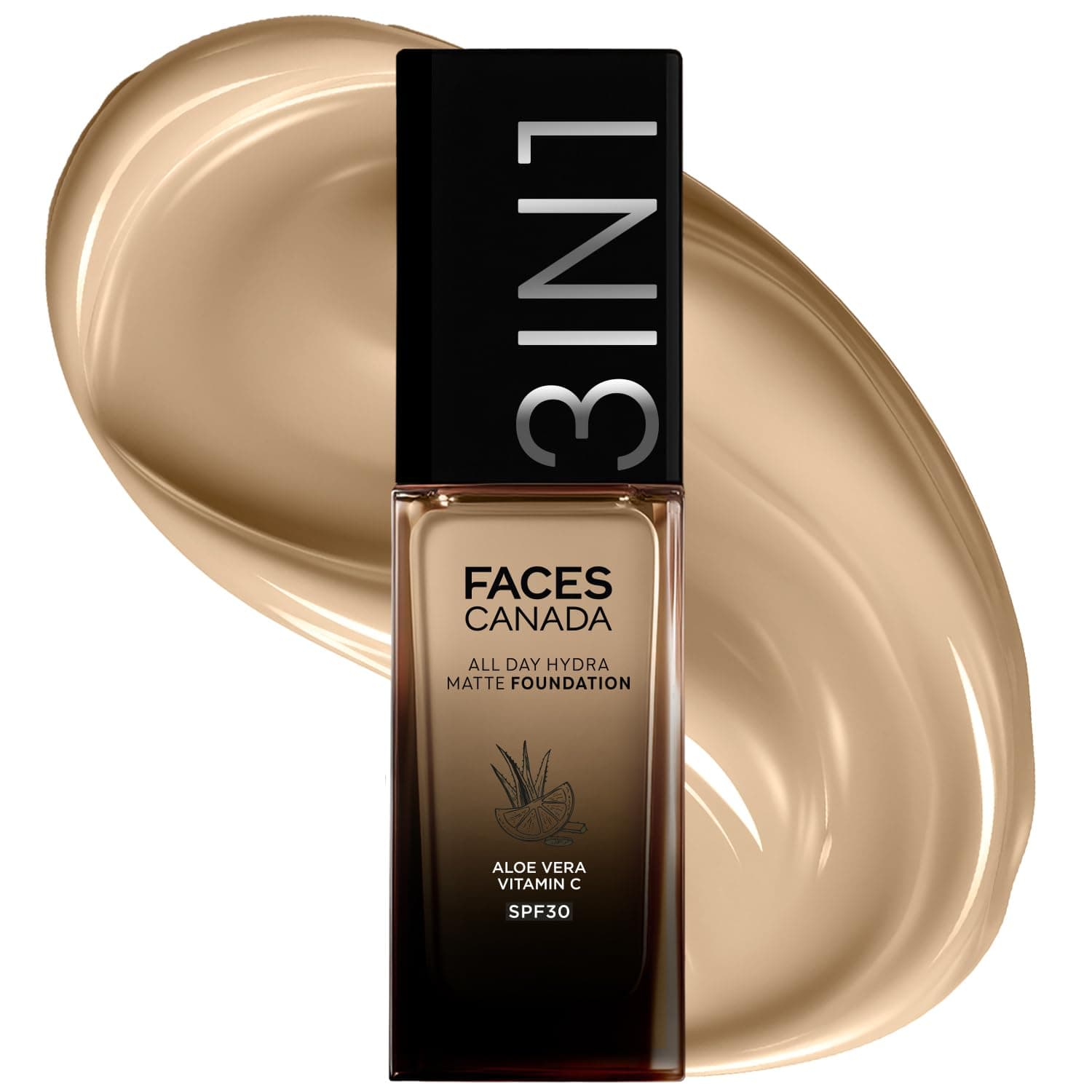 All Day Hydra Matte Foundation with SPF 30 - Absolute Ivory | 3-in-1 Foundation Moisturizer Sunscreen | Oil Free with Vitamin C | 0.85 Fl oz (25ml)