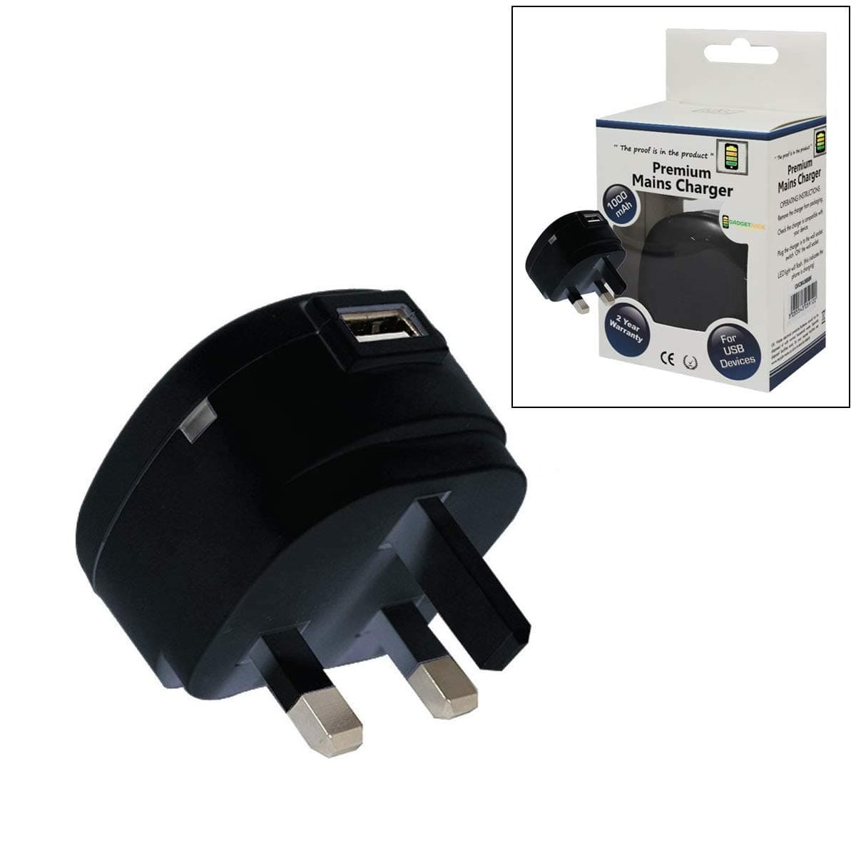 USB Mains Charger 1A Fast Universal Phone Wall Plug for iPhone XS XR X 8 7 6S 6 Plus SE 5S 5C Samsung Galaxy S9 S8 S7 Note 9 8 5 Edge LG G7 G6 G5 HTC Pixel P20 OnePlus Nokia CE Certified Black