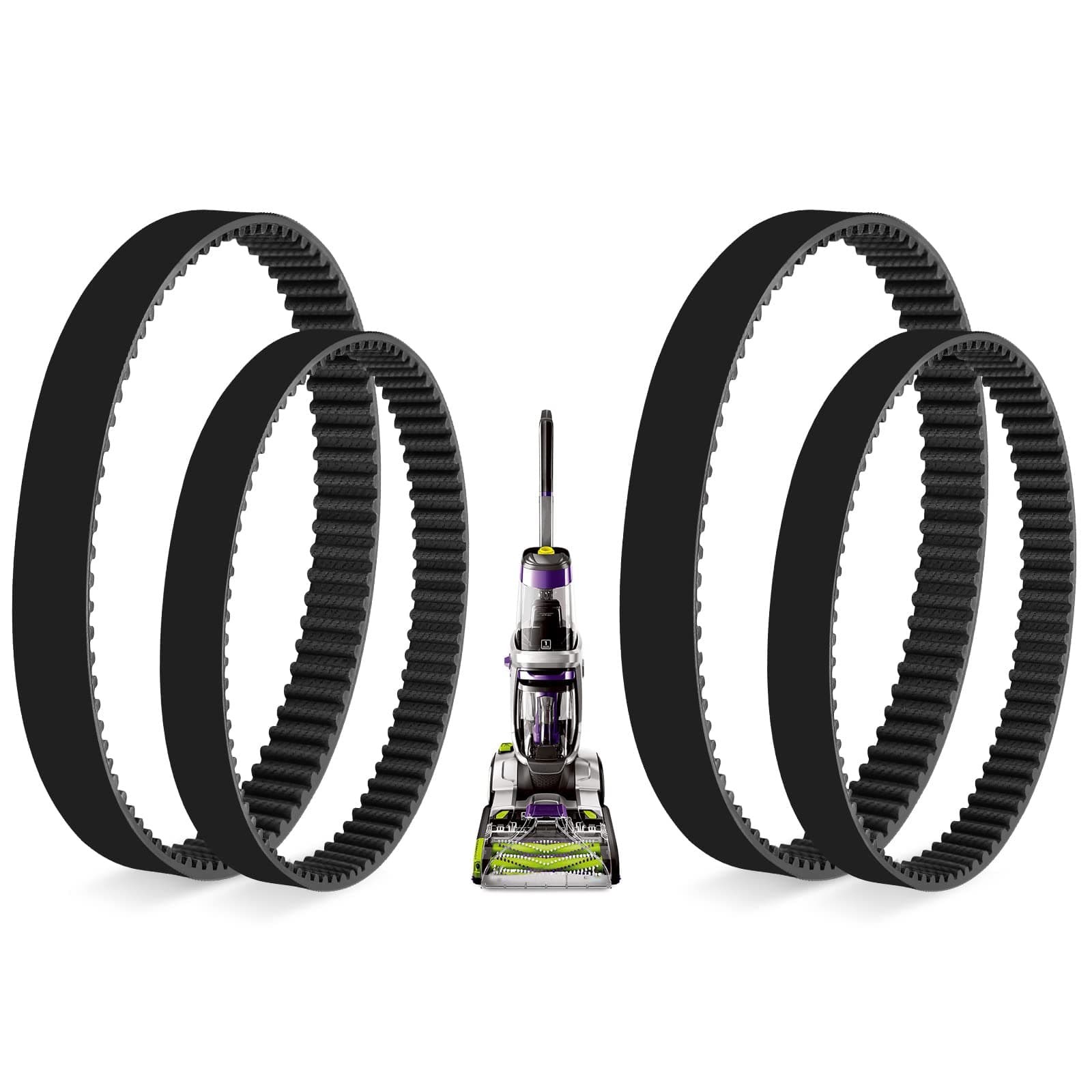 KEEPOW Replacement Vacuum Belts Set Compatible with Bissell ProHeat 2X Revolution Pet Pro Cleaner 1986,1964,2007,2007P, Parts# 1611129 & 1611130