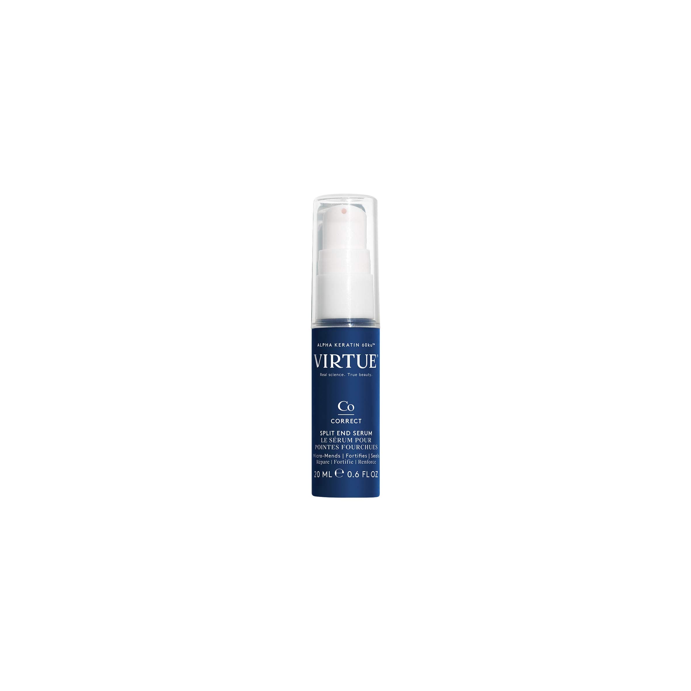 VIRTUE Split End Serum 0.6 FL OZ | Travel Size | Alpha Keratin Repairs, Protects Hair Split Ends | Sulfate Free, Paraben Free, Color Safe, Vegan