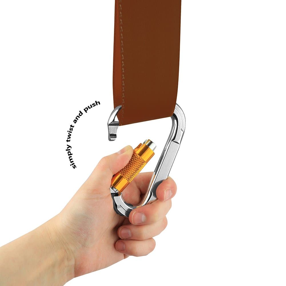 60" Brown Tree Swing Hanging Strap Kit - Holds Up To 500 Lbs - Highly Rated 25kN Safety Lock Carabiner Hook - Perfect For Tire and Disc Swings