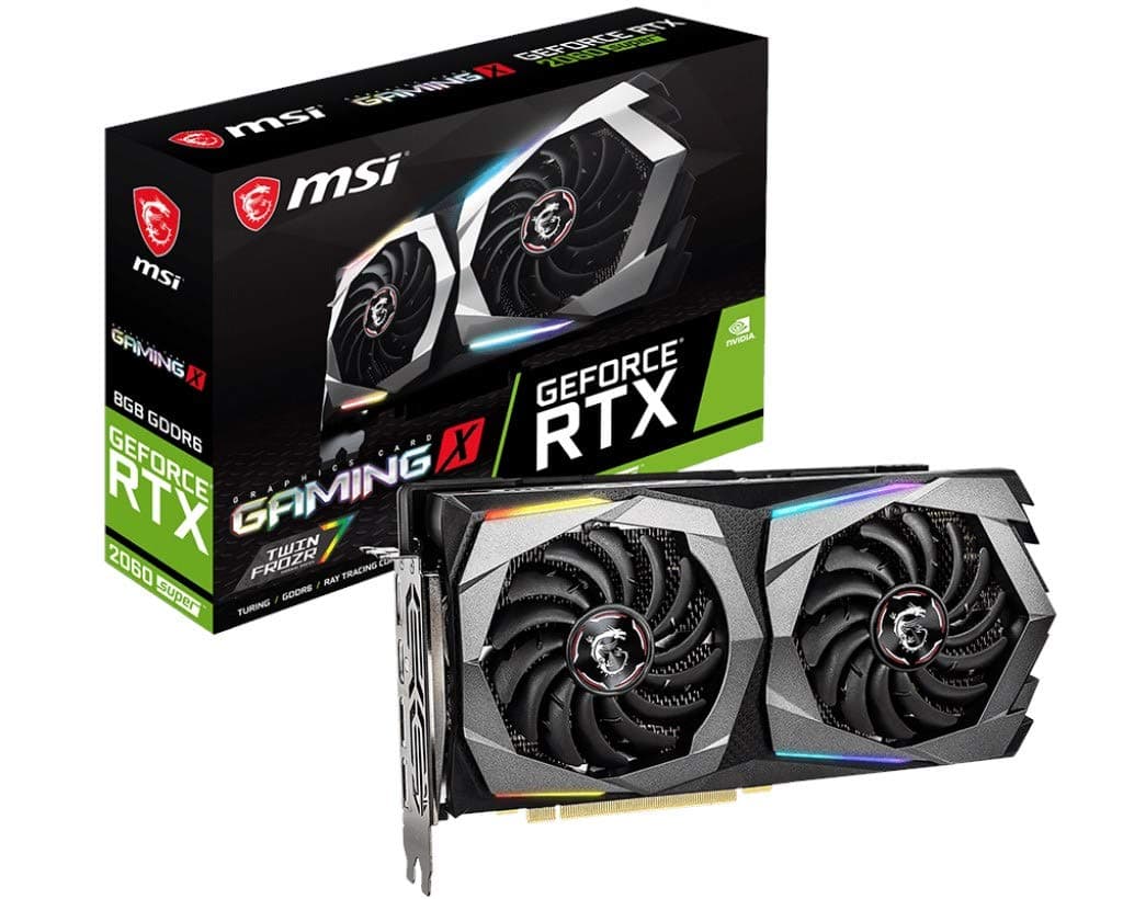 MSI NVIDIA GEFORCE RTX 2060 SUPER GAMING X Graphics Card '8GB GDDR6, 1695Hz, RGB Mystic Light, 3x DisplayPort, HDMI, Dual Fan Cooling System'