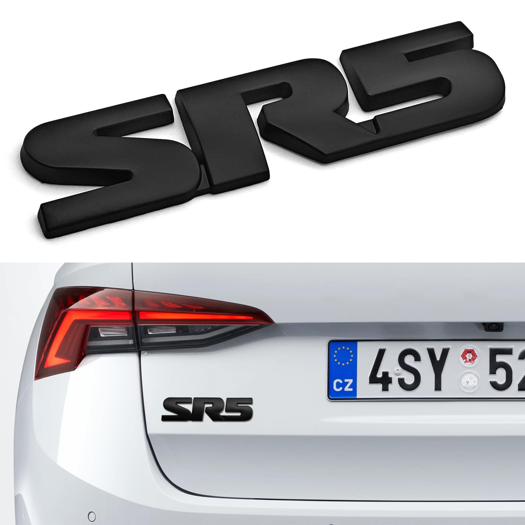 3D SR5 Metal Emblem, Tailgate Emblems, Car Side Fender Rear Tailgate Decal, Universal Car Decor Accessories Fender Trunk Decorative Badge Stickers for Vehicle Exterior (SR5 Black, 1PCS)