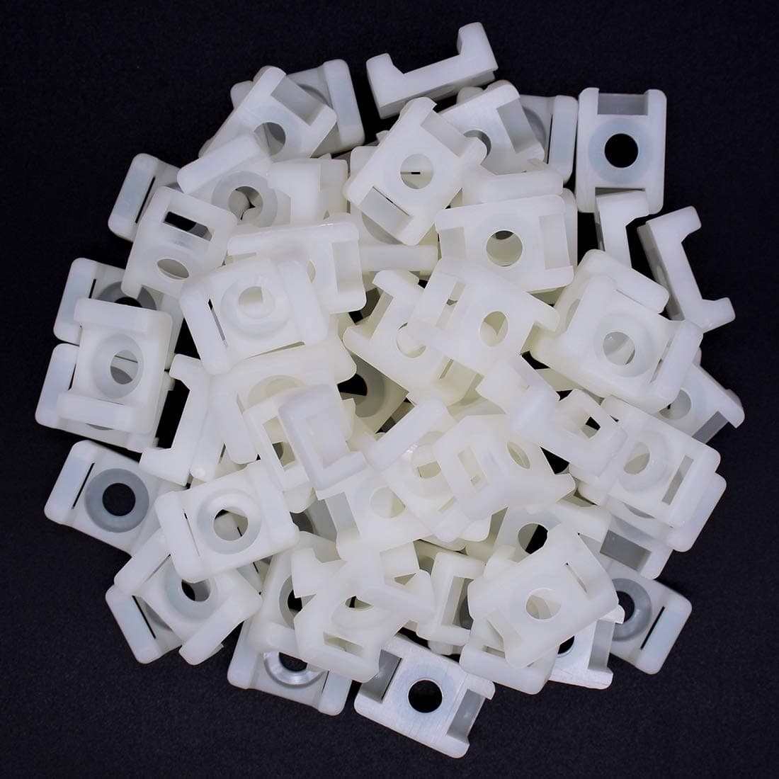(100 Of Pack) White 9mm Cable Tie Mount Base Saddle Type Mount Screw Wire Bundle Base Holder Width Cable Large Size 0.75 inch