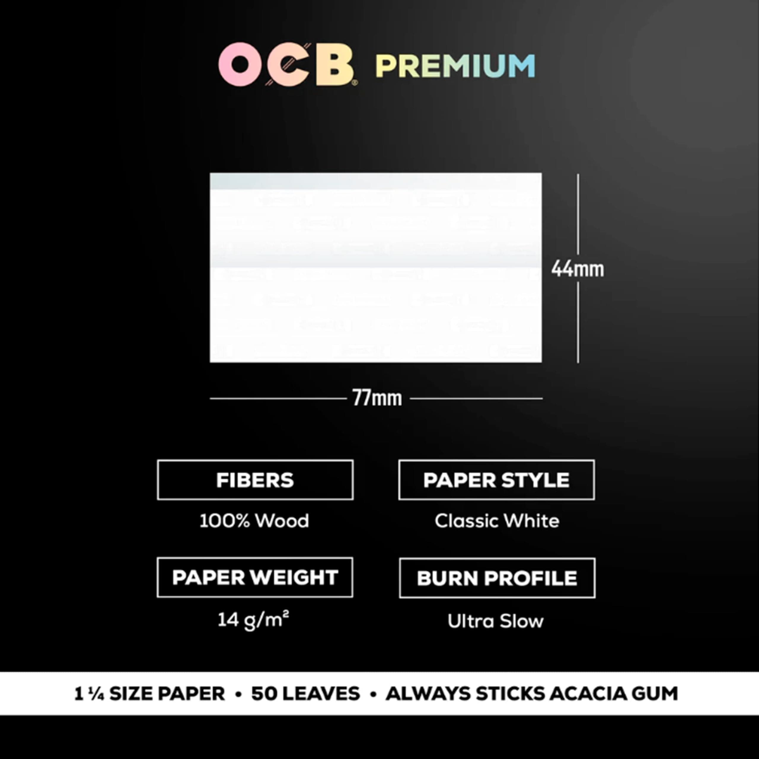 OCB - Premium 1 1/4"Rolling Paper & Tips - 3 Booklets with 50 Leaves per Booklet