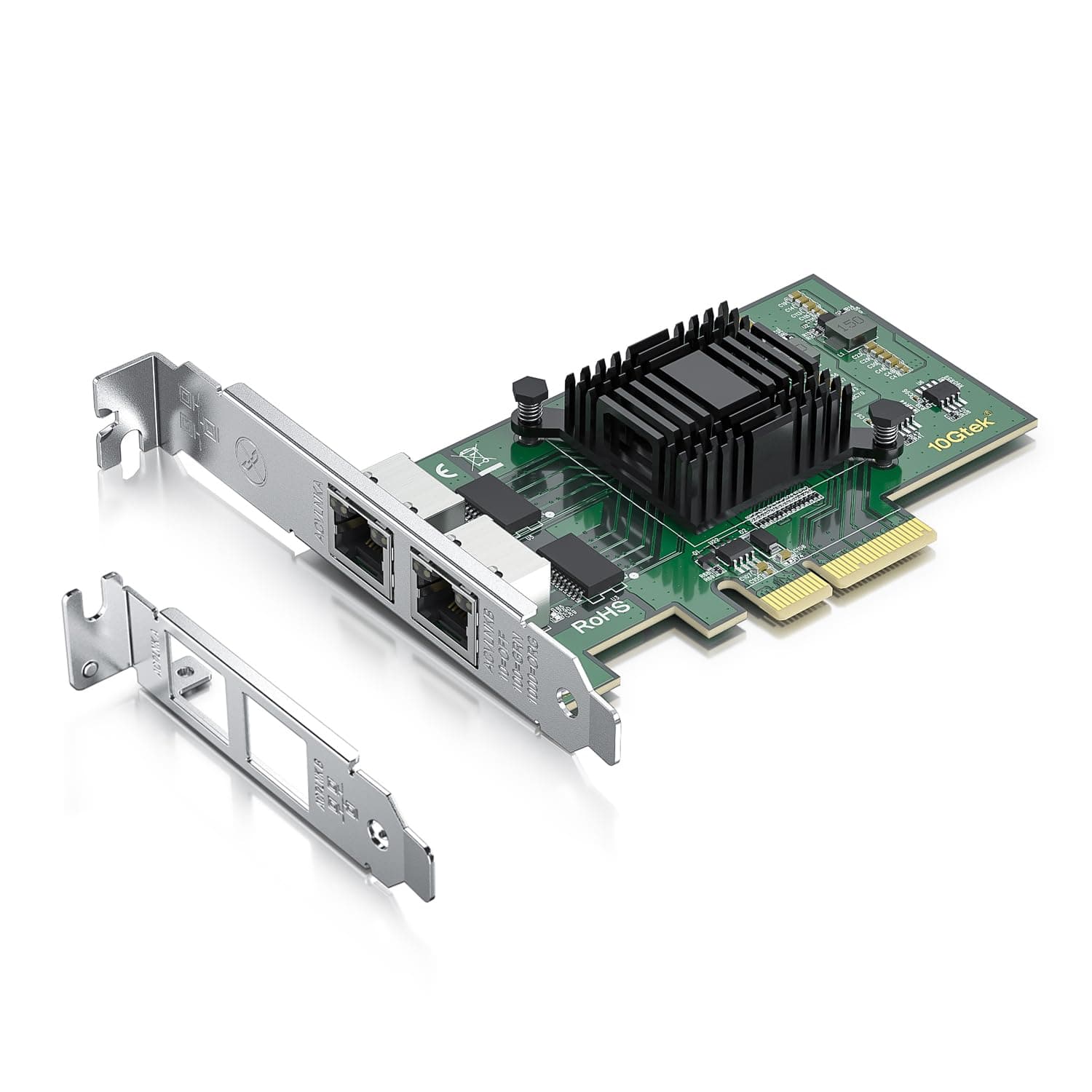 10Gtek for Intel I350AM2 Controller 1.25G Gigabit Ethernet Converged Network Adapter (NIC), Dual Copper RJ45 Ports, PCIE 2.0 X4, Same as Intel I350-T2