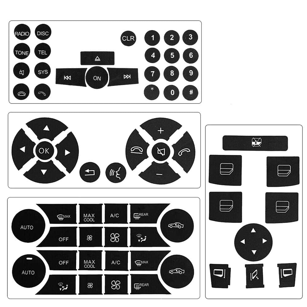Steering Wheel & Window Switch & Radio & AC Button Stickers for 2008 2009 2010 2011 2012 2013 2014 Mercedes Benz W204 C250 C350 E-Class ML GL GLK