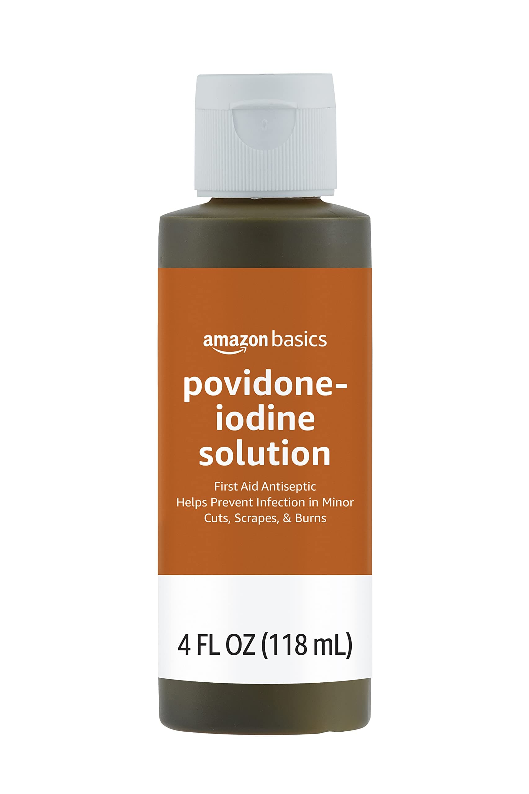 First Aid Antiseptic, 10% Povidone Iodine Solution, Unflavored, 4 fl oz (Previously Solimo)