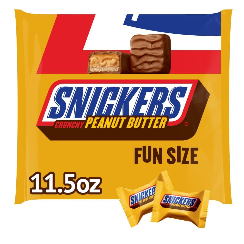 Mars SNICKERS Crunchy Peanut Butter Squared Fun Size Chocolate Candy Bars, 11.5oz