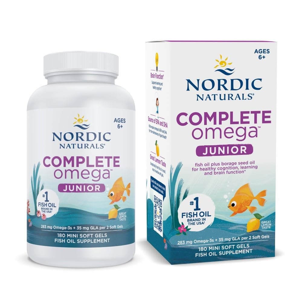 Nordic Naturals Complete Omega Junior, Promotes Brain, Bone, And Nervous Immune System Health Caps -180 Soft Gels