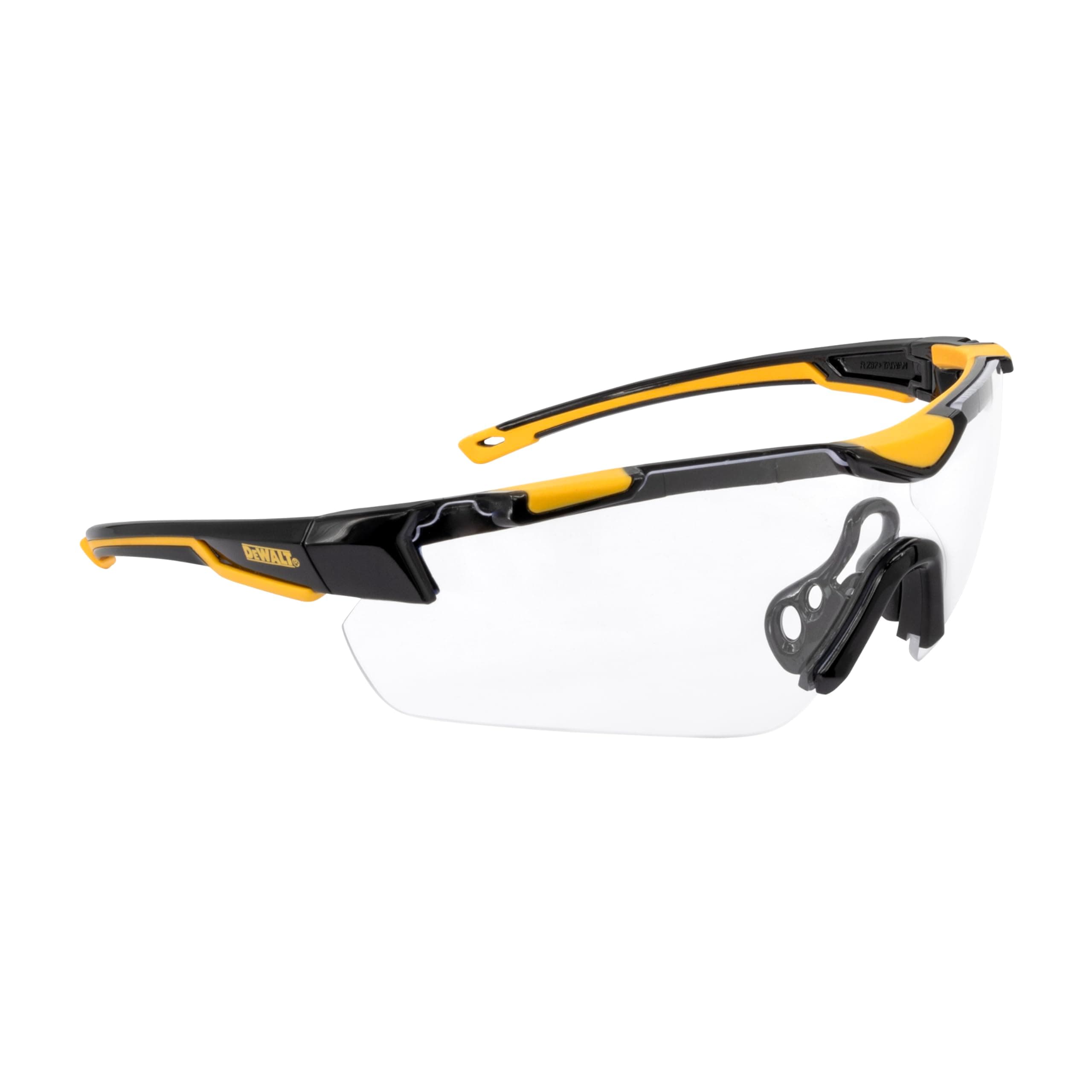 DEWALT DPG110 Unisex Trim-Fit Chisel Half Frame Protective Glasses, Black Frame Transparent Lens