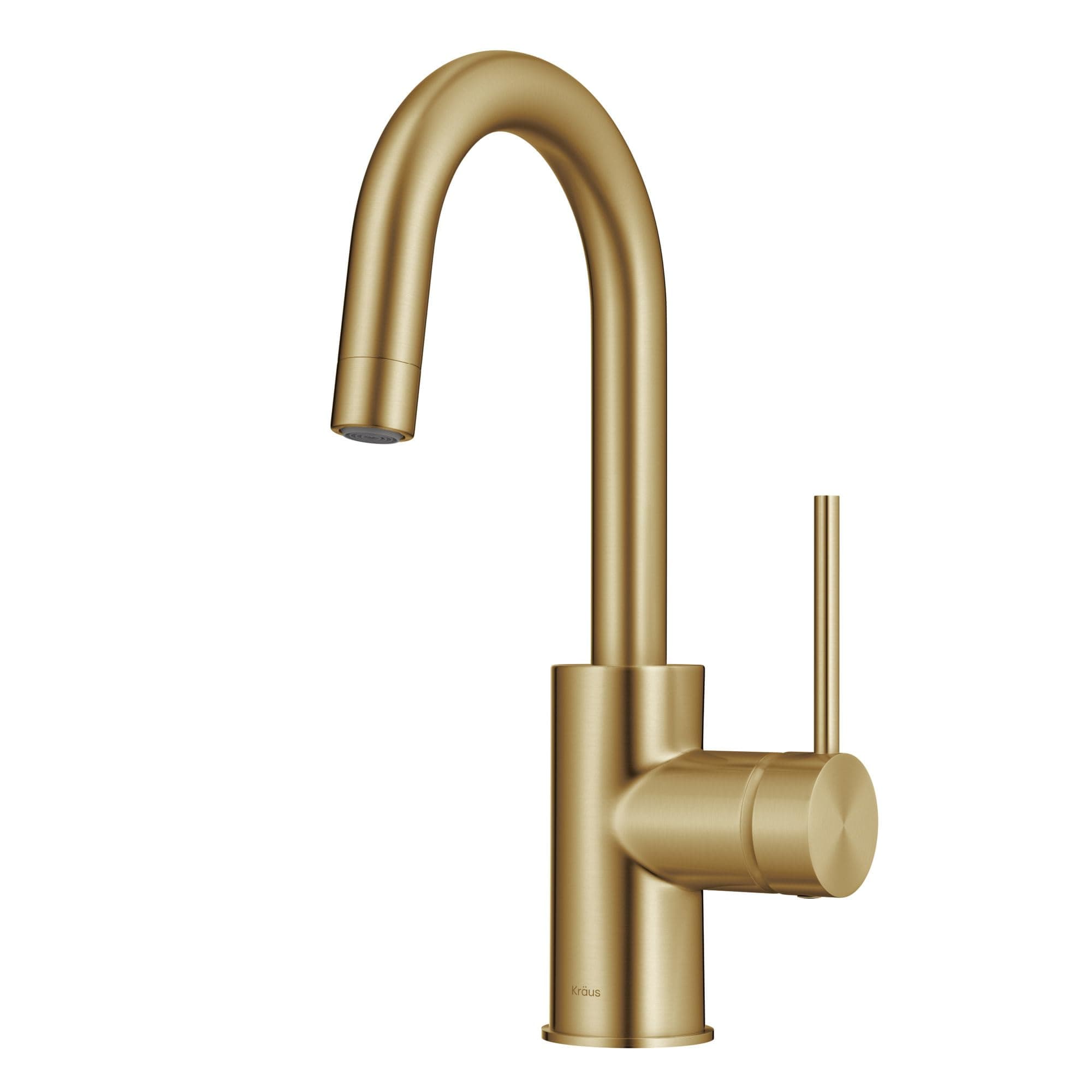 Oletto Single Handle Kitchen Bar Faucet with QuickDock Top Mount Assembly in Brushed Brass, KPF-2600BB