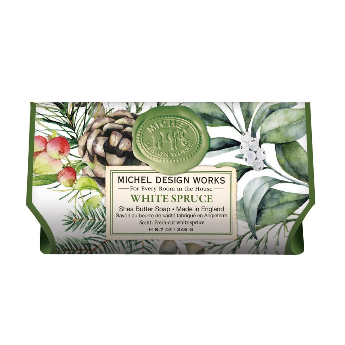 Michel Design Works Large Bath Soap Bar, White Spruce