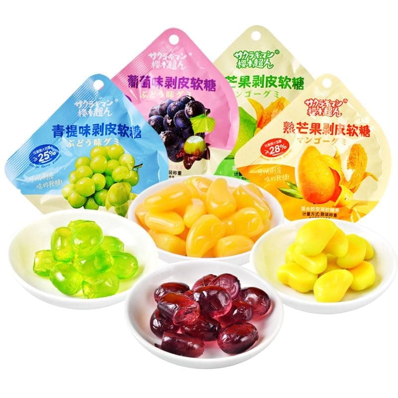 Peelable Candy,Mango White Peach Peeling Fruit Fudge,25% Fruit Juice Content Soft Candy,Litchi Grape Gummy Candy,Chinese Candy,Desserts,New Year Candies,Chinese Snacks Gift (Mixed flavors,3bags)