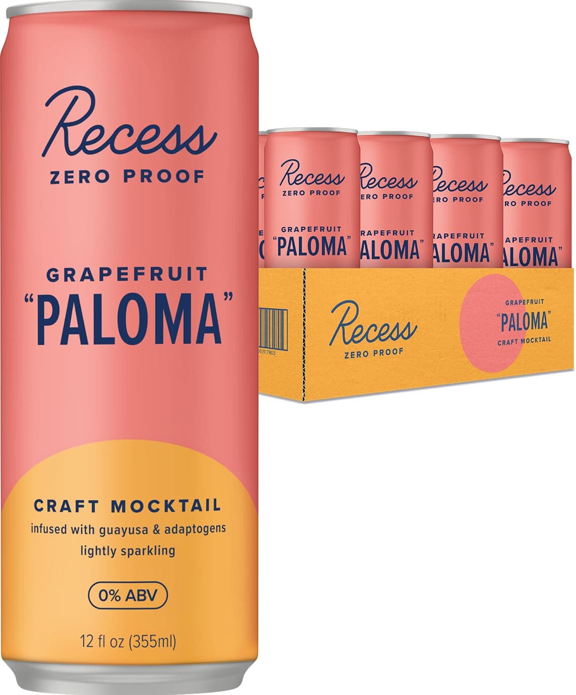 Zero Proof Craft Mocktails, Alcohol Free Drinks, With Adaptogens, Non-Alcoholic Beverage Replacement, Mixer, Celebration, Party, (Grapefruit "Paloma", 12oz, Pack of 12)