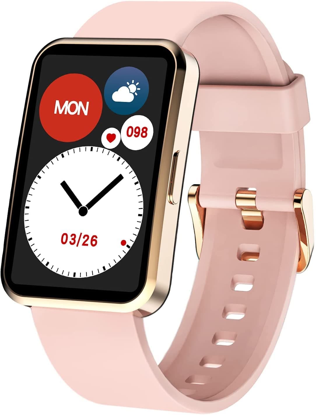 IOWODO R5 Smart Watch for Women, Smart Watch with Heart Rate and Sleep Monitor, Pedometer Step Counter with 5ATM Waterproof, Fitness Tracker for Android iOS (Pink)