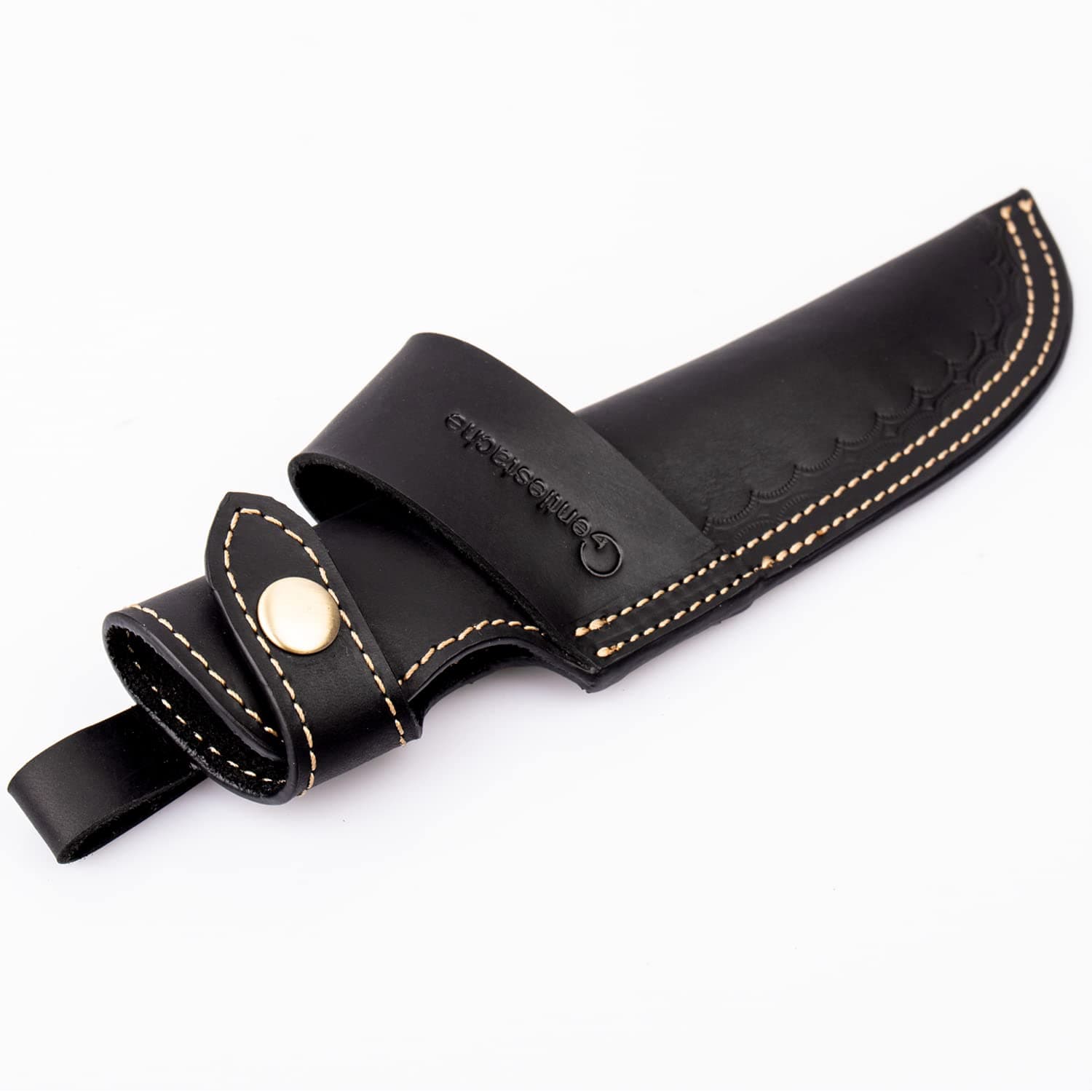Gentlestache 5 Inch Blade Knife Sheath, Horizontal & Vertical Carry, Quick Access, Black Leather Knife Holster