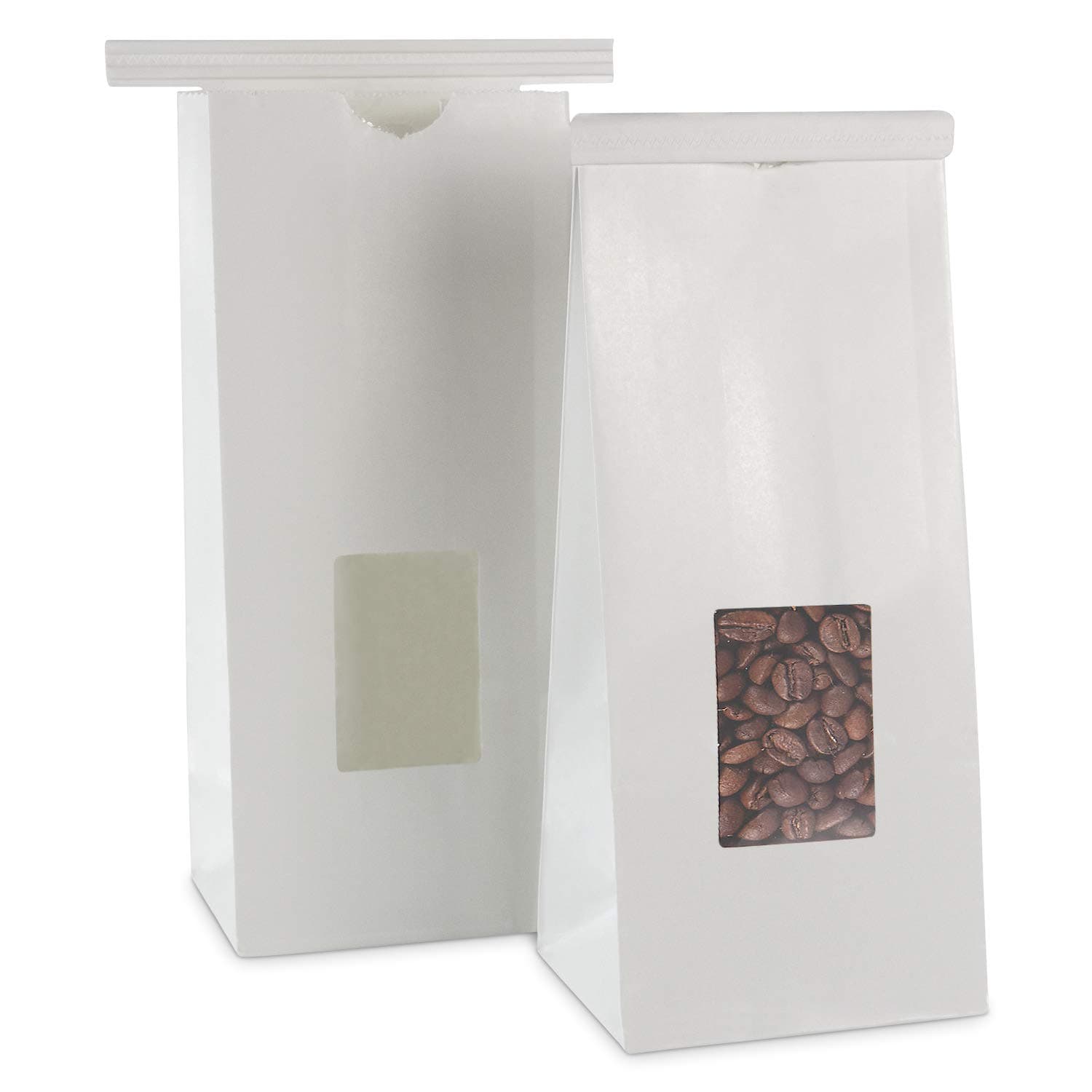 Fit Meal Prep 75 Pack Bakery Bags with Window, 7.75 x 4.75 x 2.5” White Paper Bakery Bags with Tin Tie Lock Closure for Cookie, 1/2 lb (8 oz) Premium White Paper Bags for Bakery Shopping Packaging