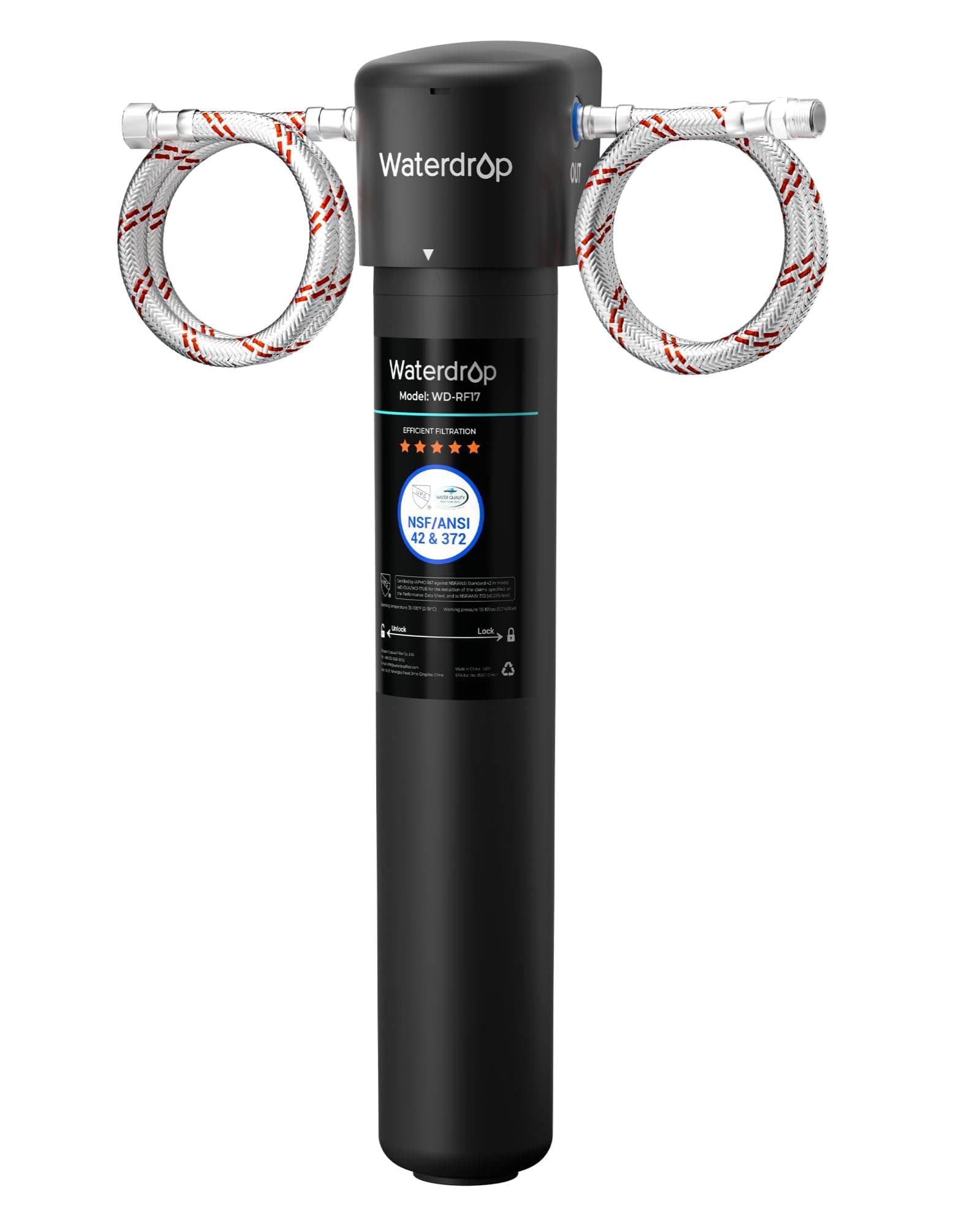 Waterdrop 17UA Under Sink Water Filter System, Main Faucet Under Counter Water Filtration System, Reduce Chlorine, Lead, Bad Taste & Odor, 3 Years Ultra Long Lifetime, USA Tech