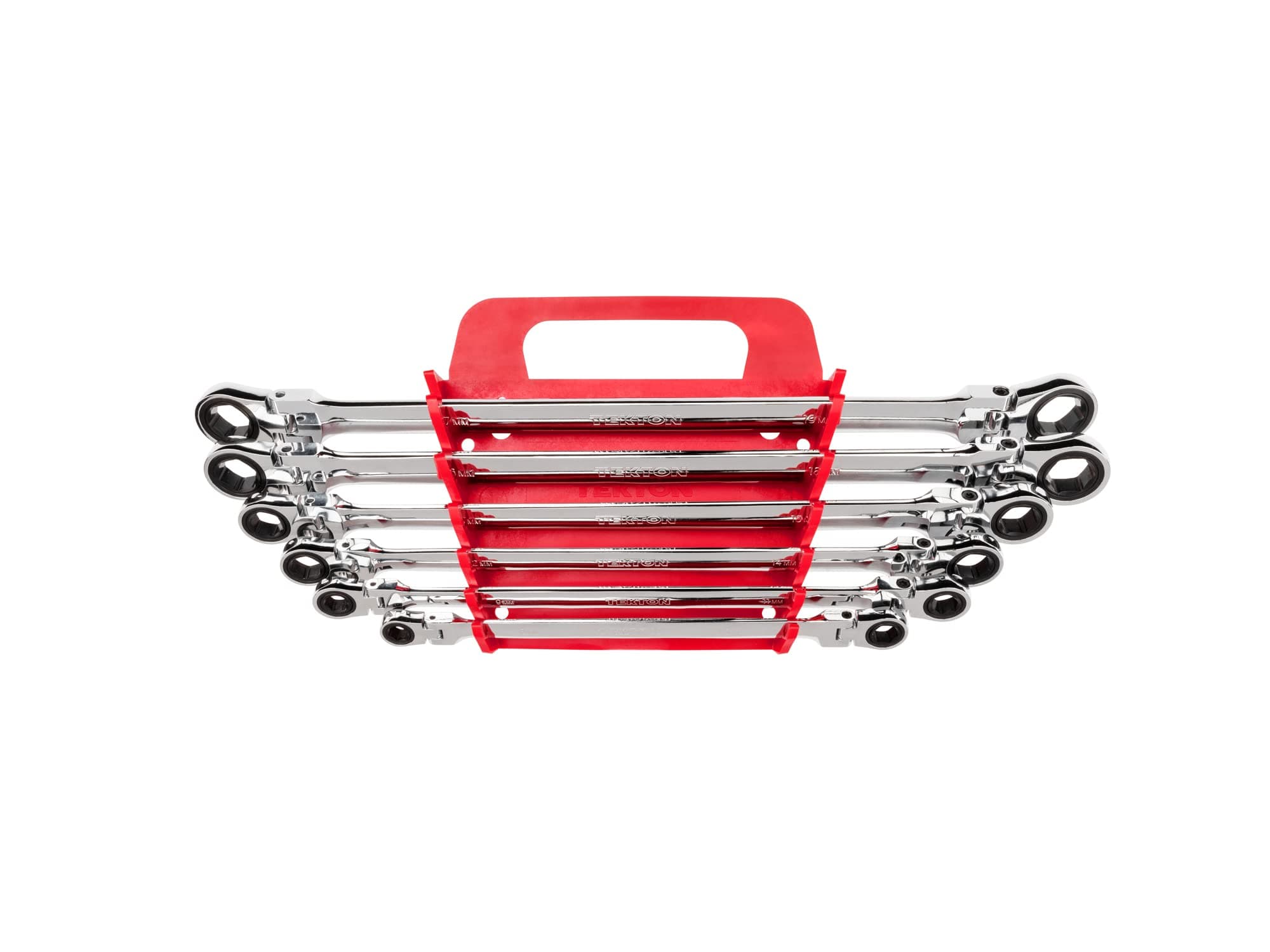 TEKTON Long Flex Ratcheting Box End Wrench Set, 6-Piece (8-19 mm) - Holder | WRN77164