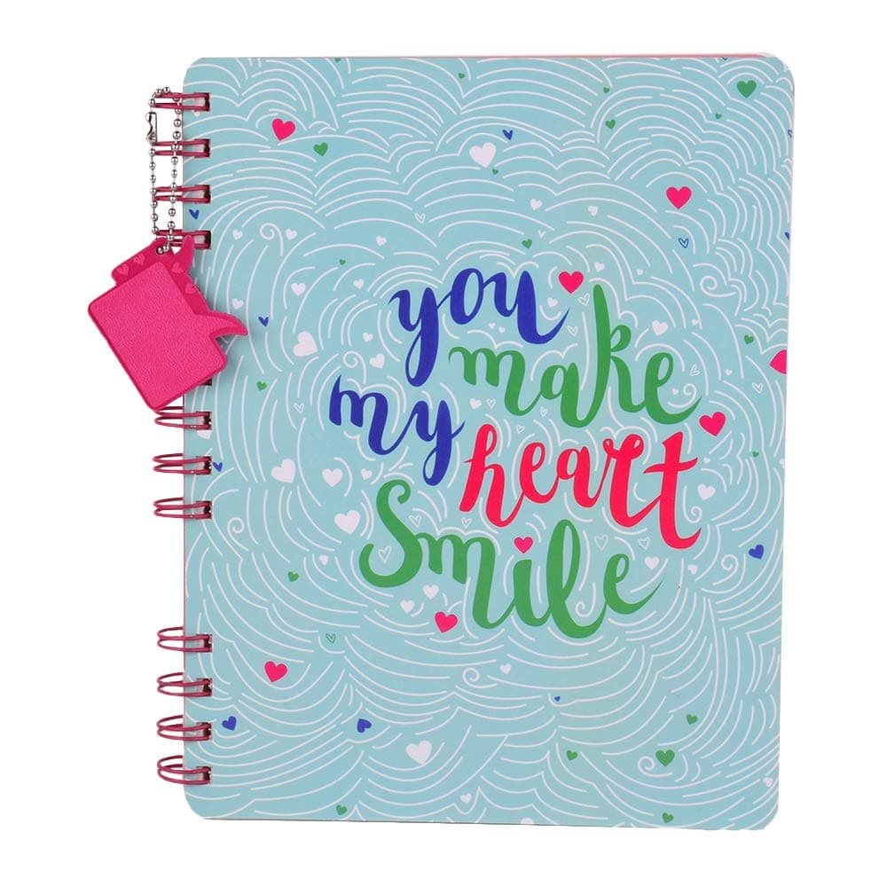 DOODLE Hard Bound Spiral Notebook Diary with Bookmark Dangler: B5, Undated, 80 GSM,160 Ruled Pages (Happy in Love) Gift for Him, Gift for her, Valentine's Day Gift