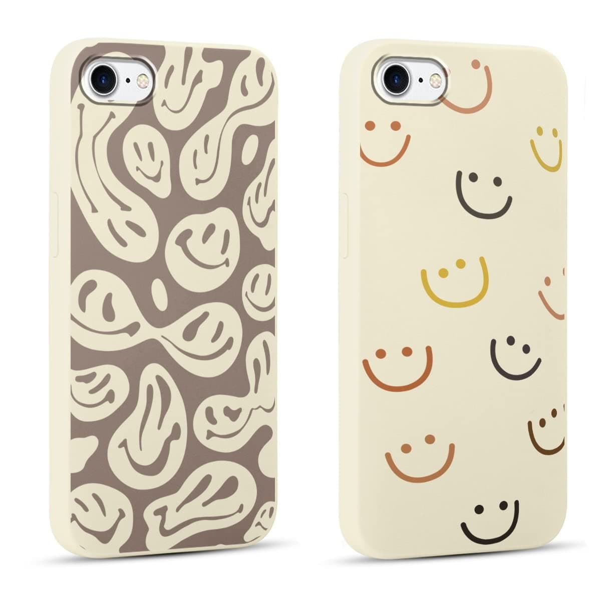 2 Pack Happy Smiles Face for iPhone 7/8 / SE 2022 4.7" Phone Case,Aesthetic Cute Smile Design Cases Soft Silicone Slim TPU Shockproof Protective Bumper Cover for Women Men Girls-Kawaii