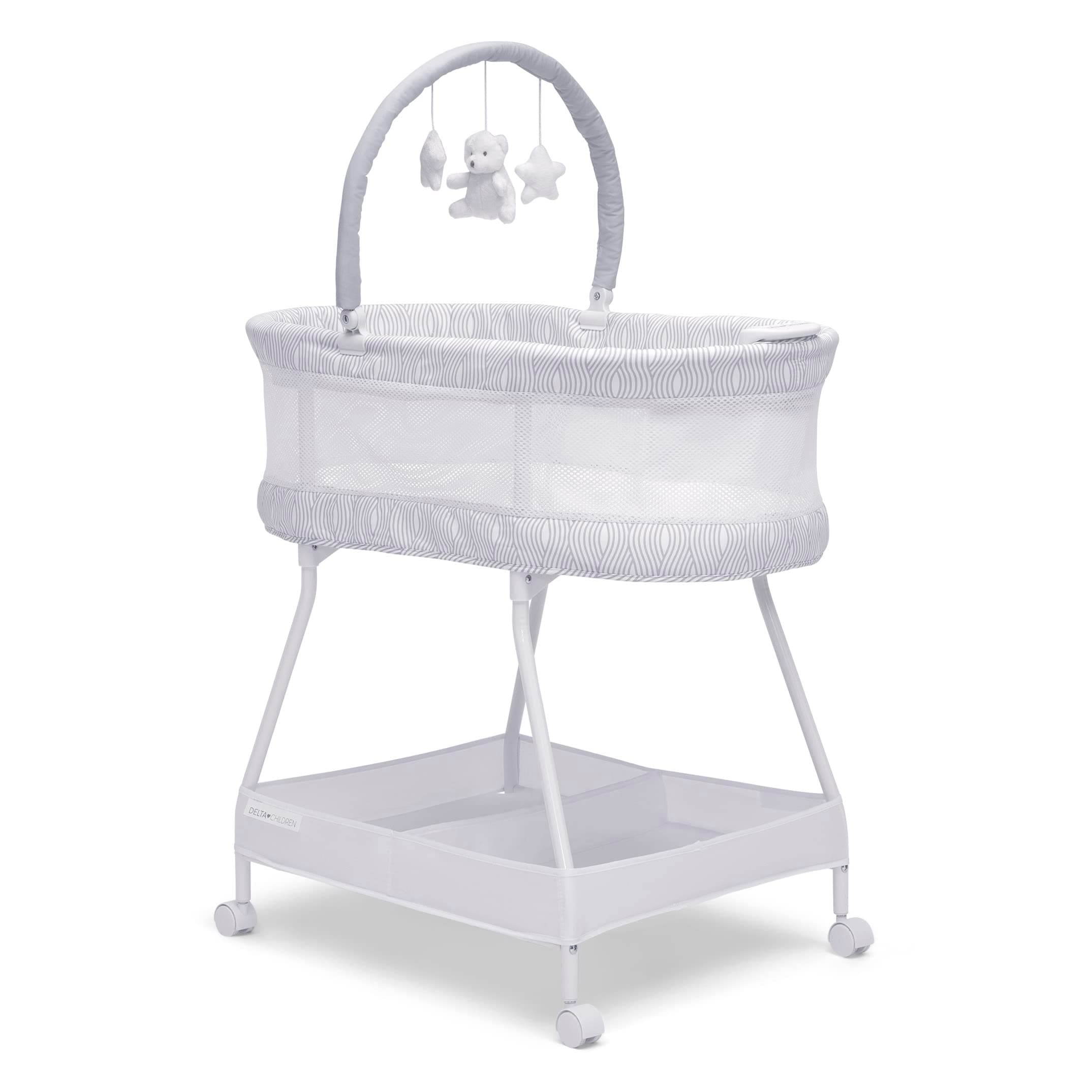 Delta Children Adjustable, fabric, Mesh, White/Grey, Bassinet