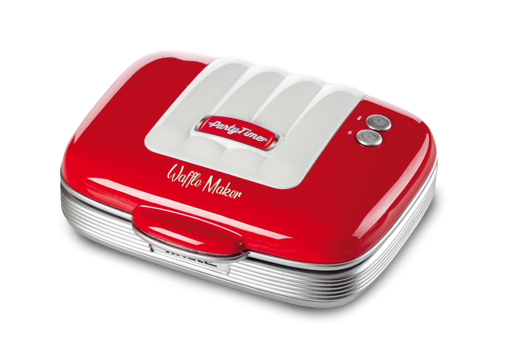 Ariete 1973 Retro Waffle Maker Iron for Breakfast or Dessert Waffles, Non-Stick Easy Clean with Safety Lock, American Diner Style, 700W, Red