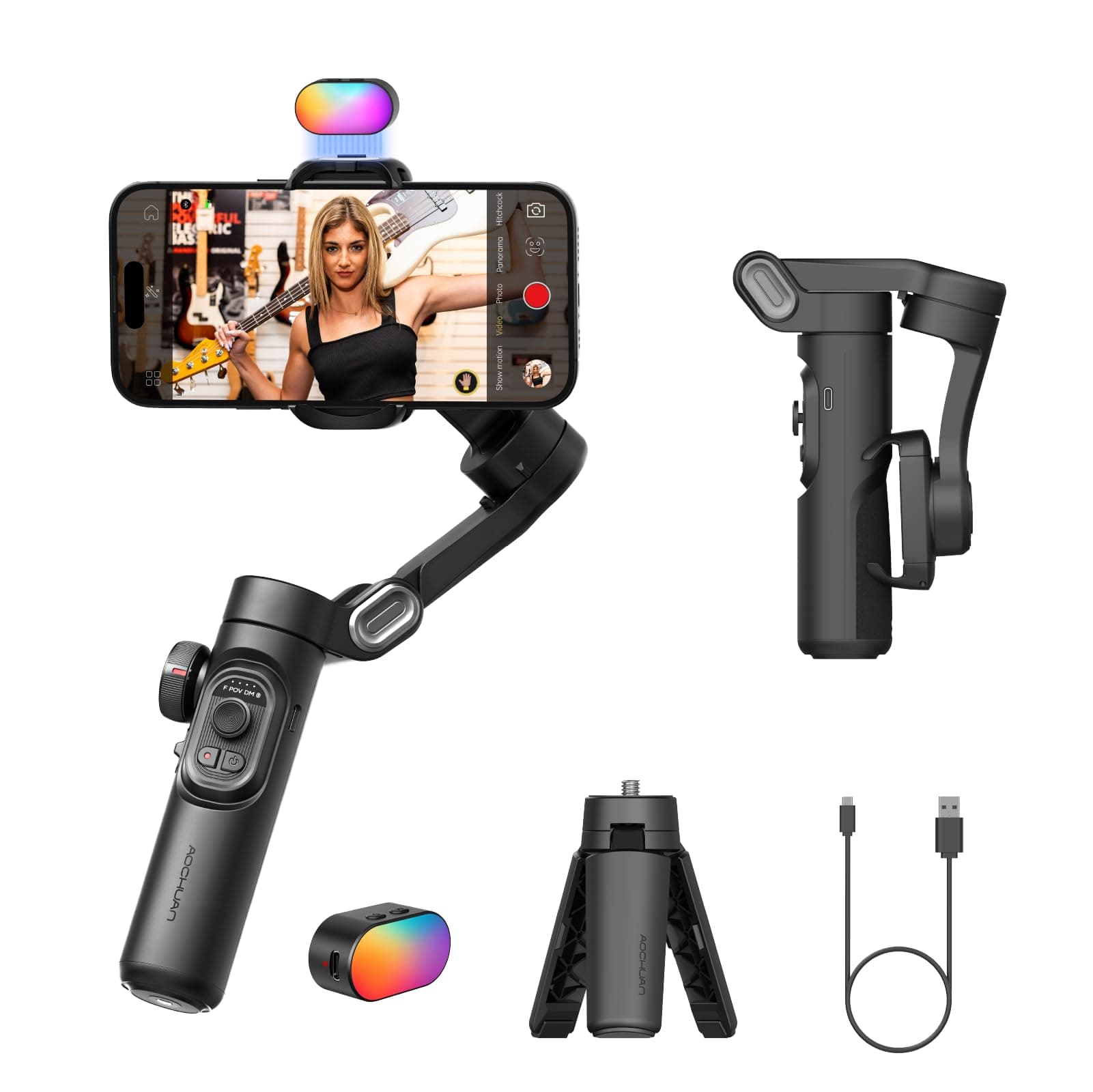 AOCHUAN Phone Gimbal Stabilizer 3 Axis Stabilizer for iPhone Gimbal with Focus Wheel TikTok Youtube Vlog Stabilizer for iPhone and Android Smart XE Kit