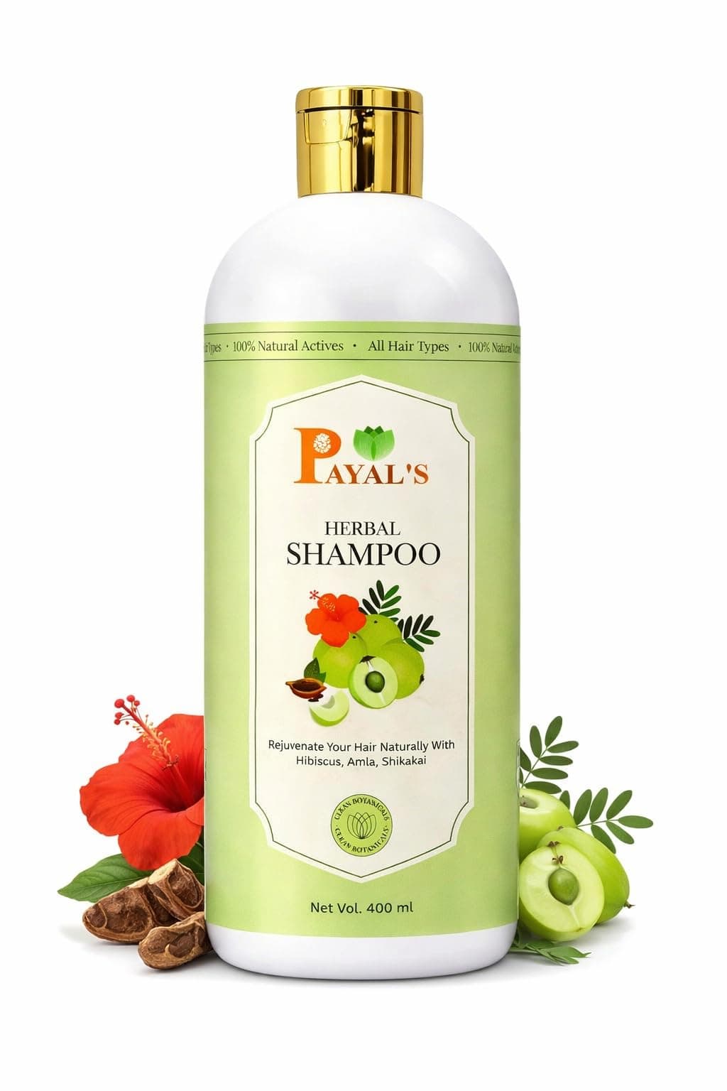 Payal's Herbal Shampoo for All Hair Types | Gentle Daily Cleansing, Nourishes Hair & Scalp, Reduces Hair Fall & Adds Shine | For Men & Women | 400ml