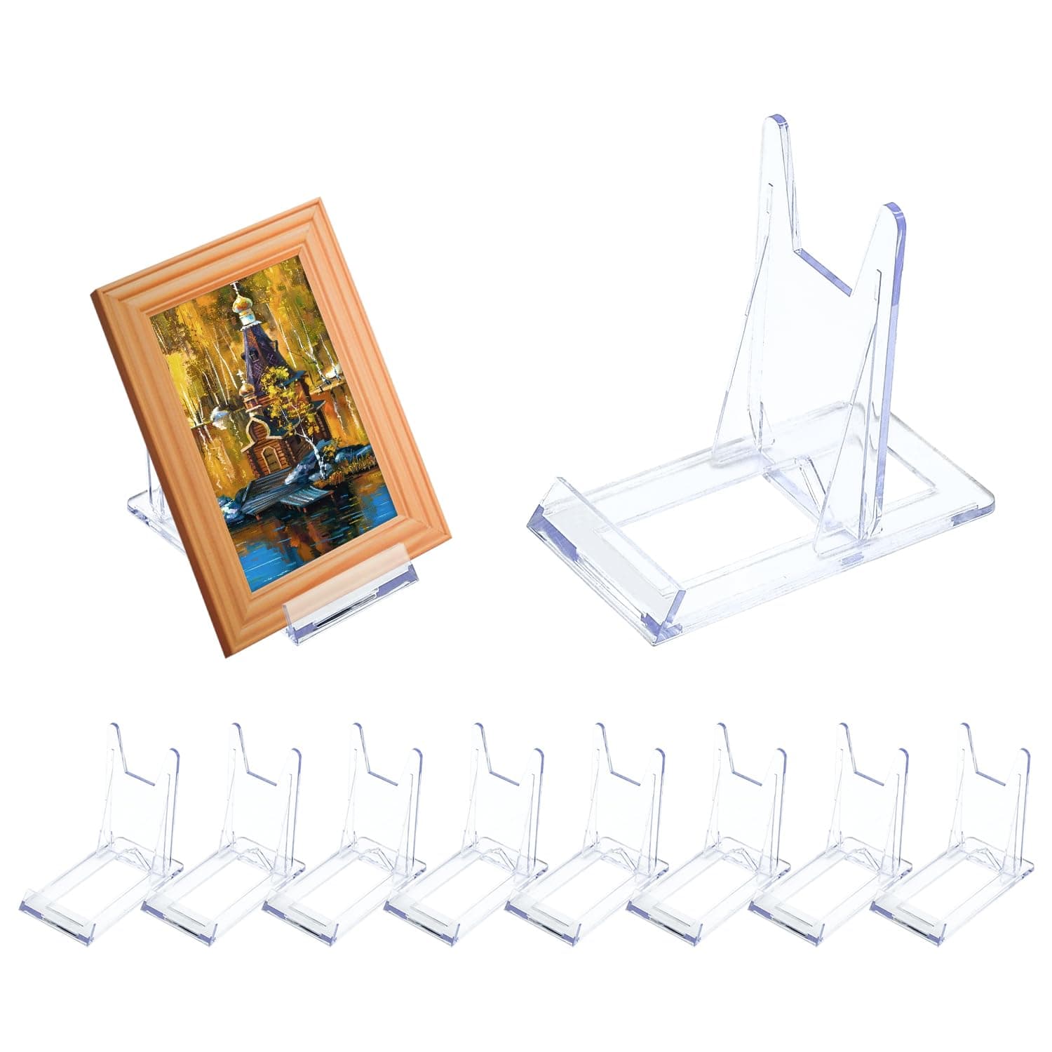8Pcs Acrylic Plate Stands,Clear Display Stand Adjustable Clear Acrylic Plastic Display Stands Easel Multifunctional Display Holder for Photos, Place Cards, Phones, Books ( 6 x 11.2 x 10.5 cm)