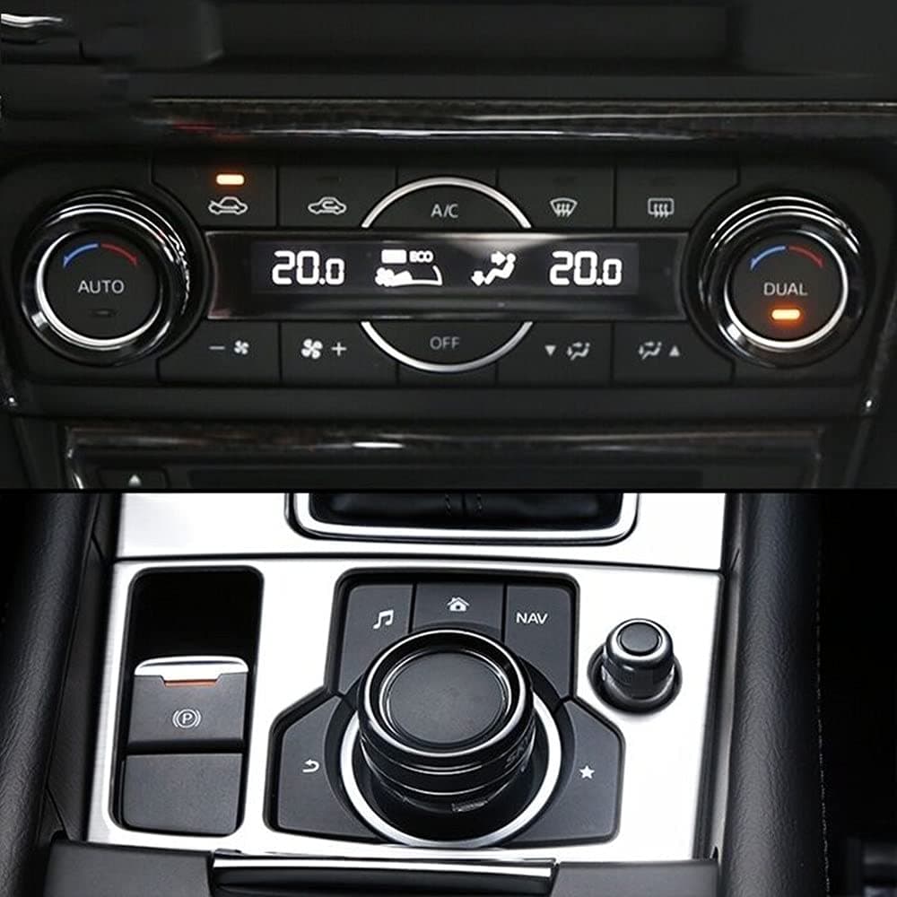 Interior Air Conditioning Ring for Mazda 3 6 CX5 CX9 2014-2018 Interior Air Conditioning Control Ring Knob Trim Cover (White)