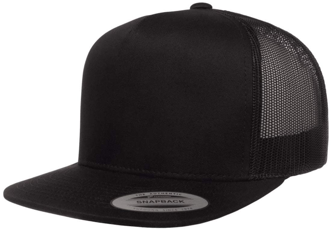 Yp Classics Yupoong 5 Panel Classic Trucker Cap, Black, One Size
