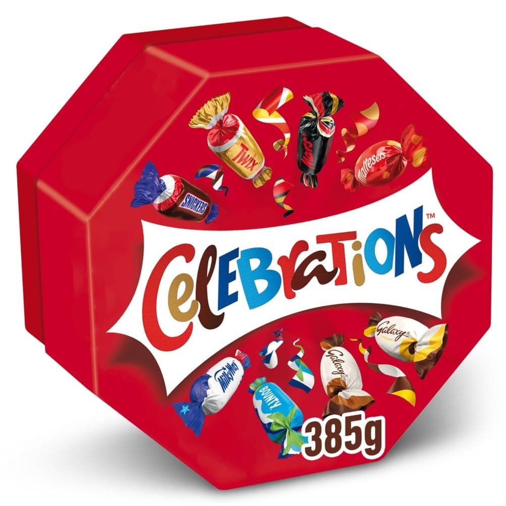 Celebrations Chocolate Gift Box 385g – Assorted Mini Chocolate Bars & Biscuits Selection Box, Milk Chocolate Sweets Variety Pack, Chocolate Snacks, Sharing Box & Hamper Filler
