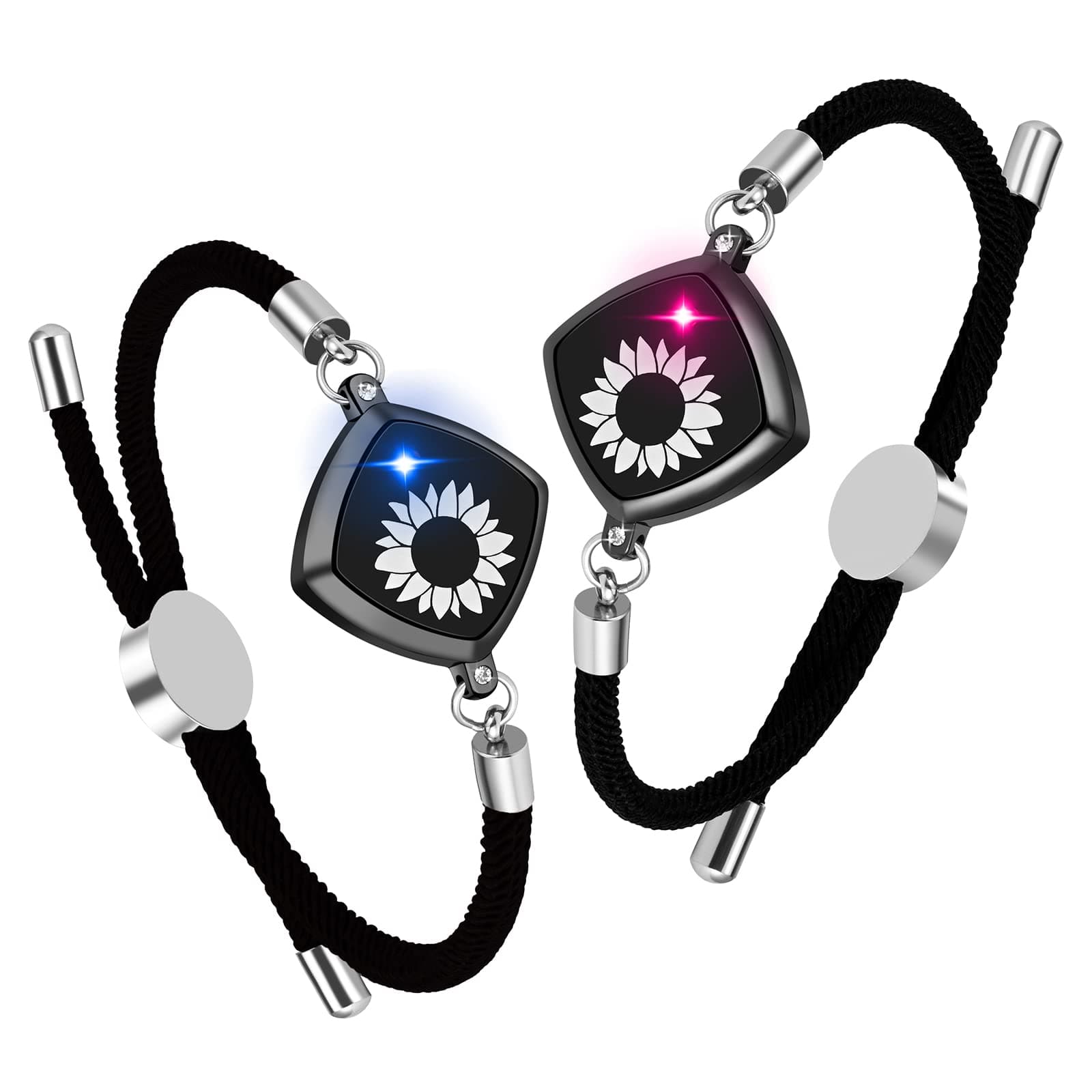 Long Distance Touch Bracelets,Couples Bracelets,Send SOS SMS,Remote Smart Matching Couples Bracelet for Couples Suitable for Long Distance Relationship Girlfriend Boyfriend Passing on Love and Miss