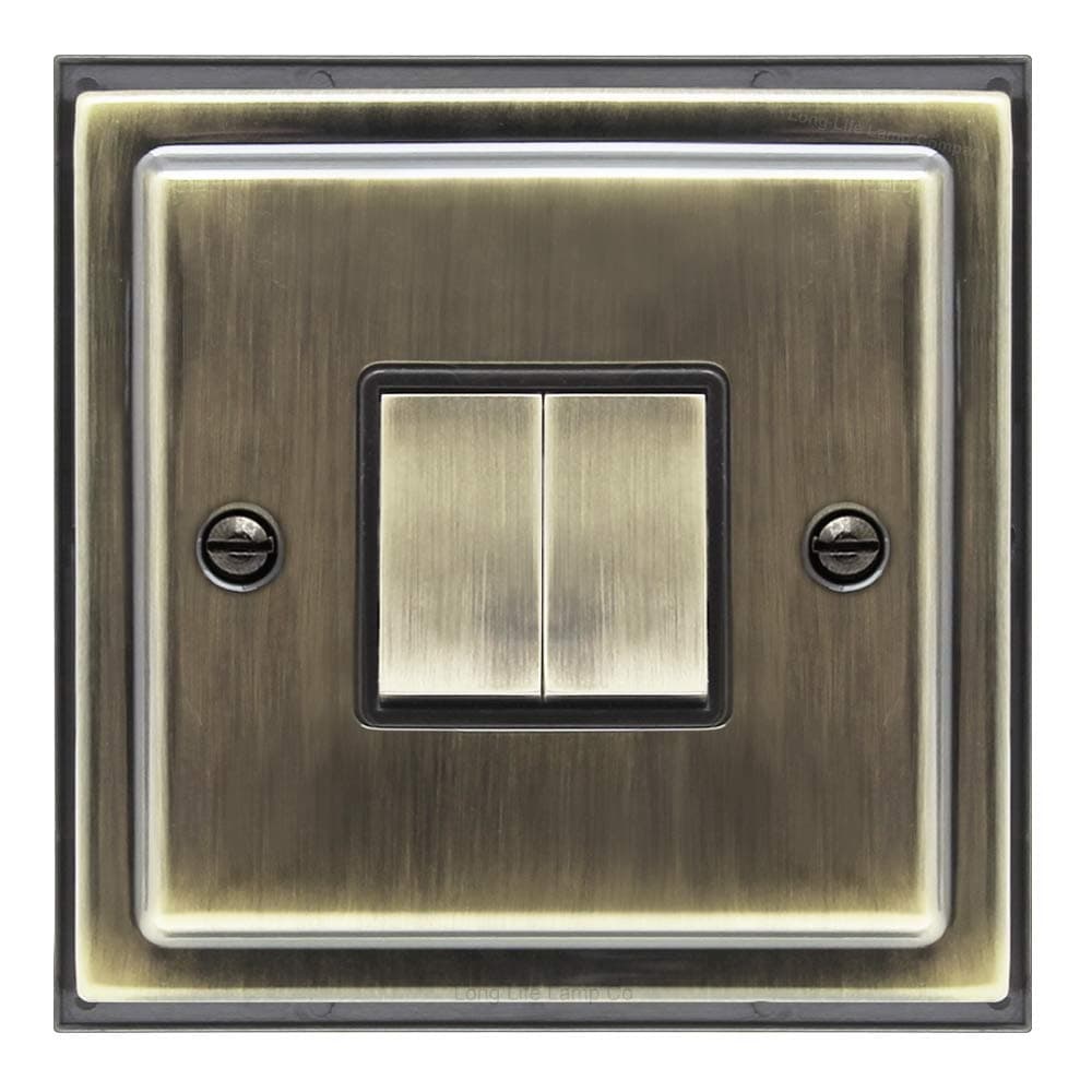 Brush Antique Brass Double Light Switch 2 gang 2 way 10amp BE304 KME