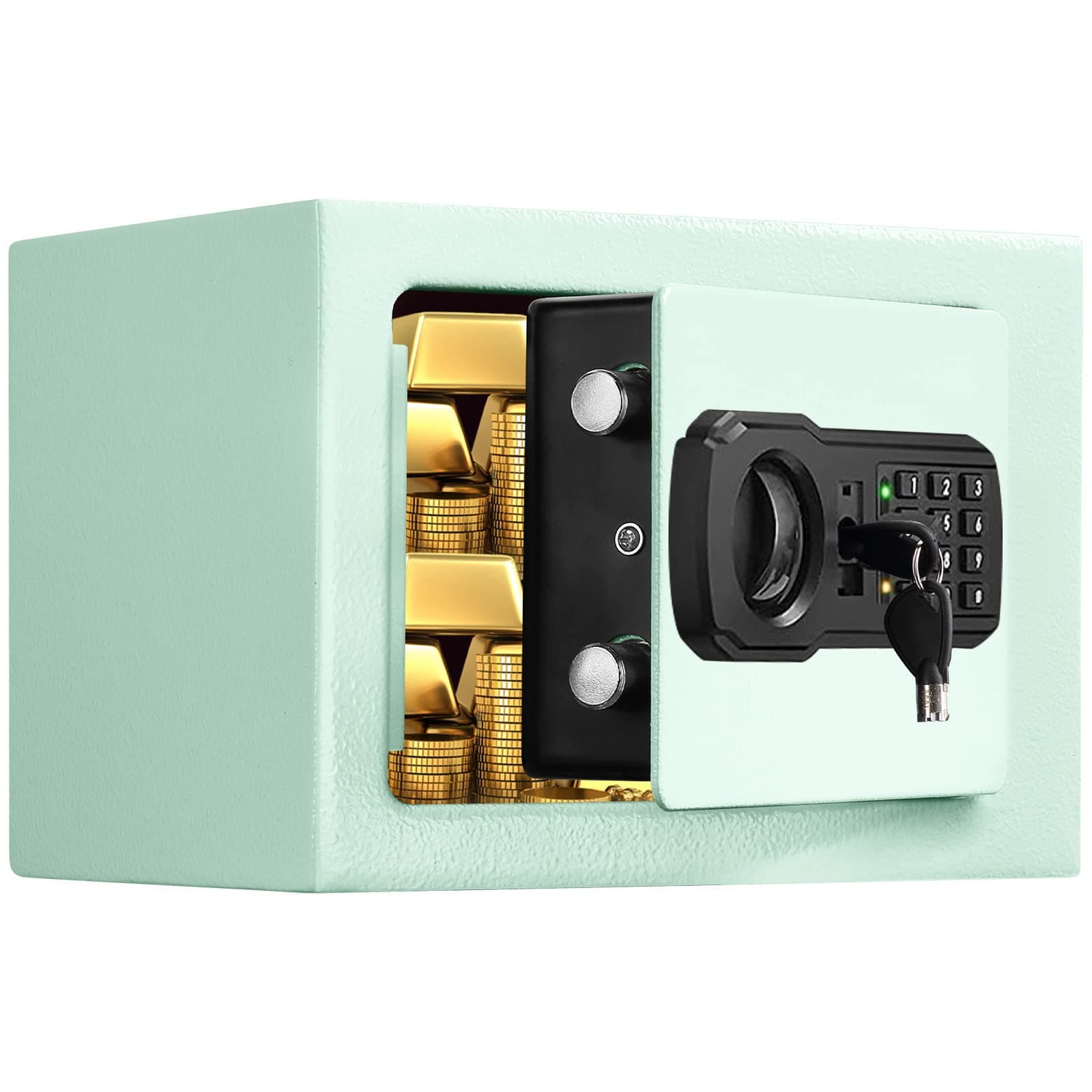 Fireproof Small Safe Box for Money, 0.23 Cu ft Mini Fireproof Safe with Combination Lock, Digital Safe for Kids Home Hotels Business (blue)