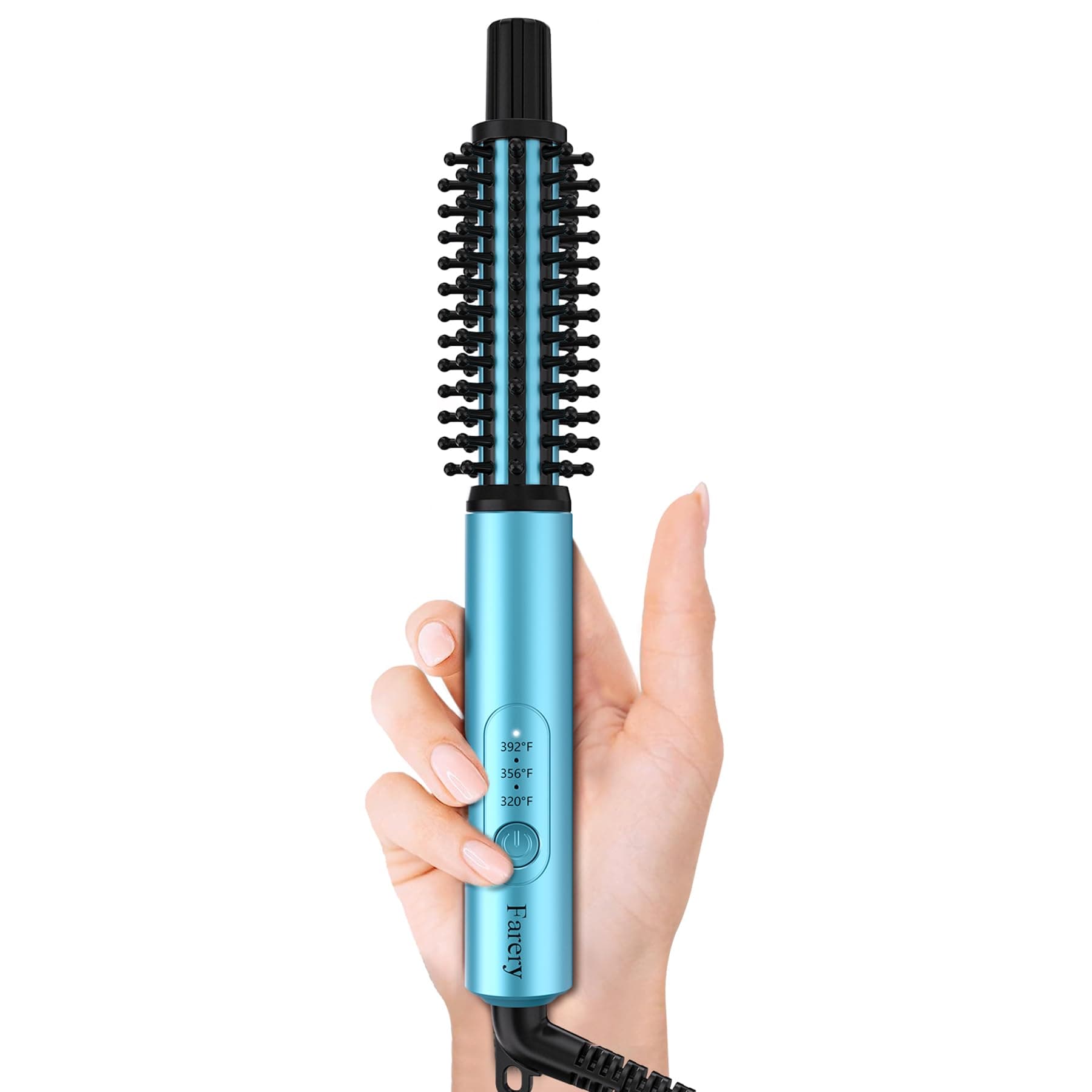 Farery Mini Thermal Brush 3 Temperature Adjustable, 3/4 Inch Travel Curling Iron for Short Hair, Heated Round Brush for Touch-ups and Small Curls, Lightweight Curling Wand for Thin Hair, Dual Voltage