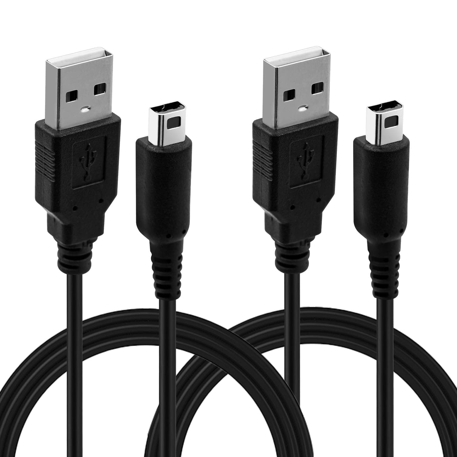 Mcbazel 2Pcs USB Power Charger Cable - 1.2M for Nintendo DSI/3DS/3DS XL/NEW 3DS/New 2DS XL/2DS - Black