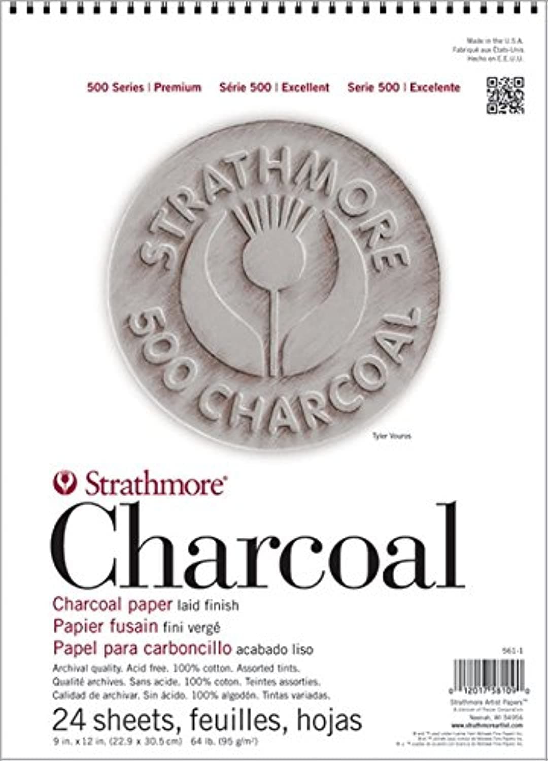 (561-1 STR-561-1 24 Sheet Assorted Tint Charcoal Pad, 9 by 12", 9"x12"